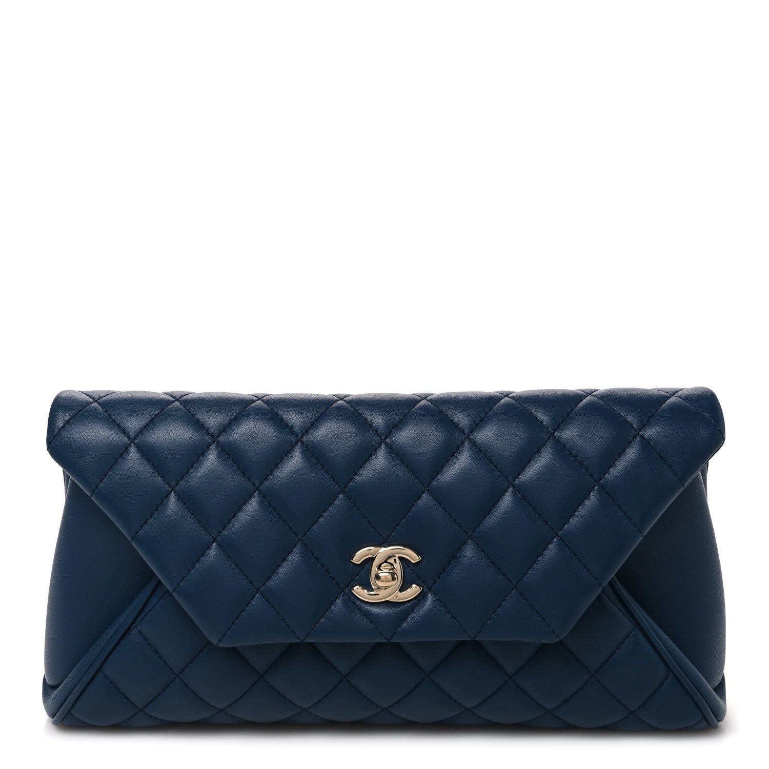 Chanel Lambskin Quilted Fold Up Again Clutch Dark Blue 1921636