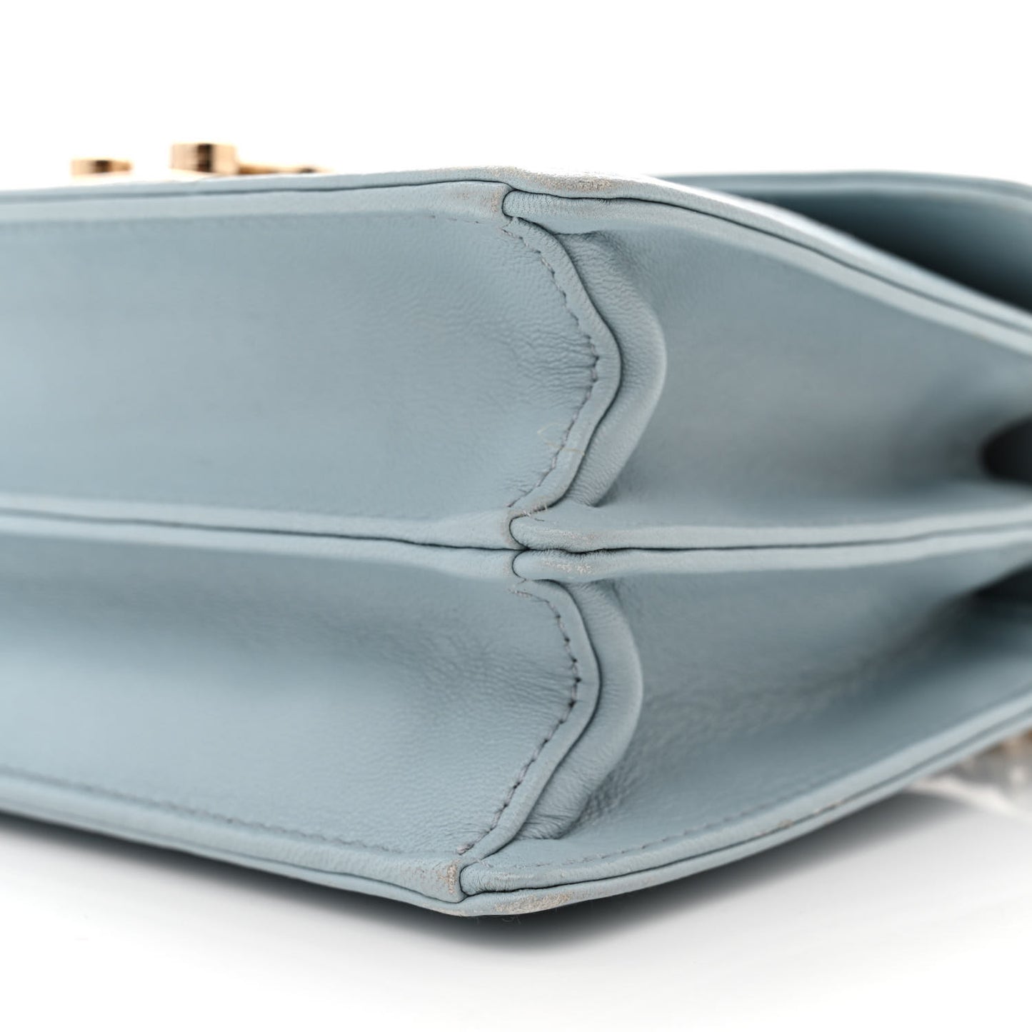 Lambskin Confidential Matelasse Chain Shoulder Bag Light Blue