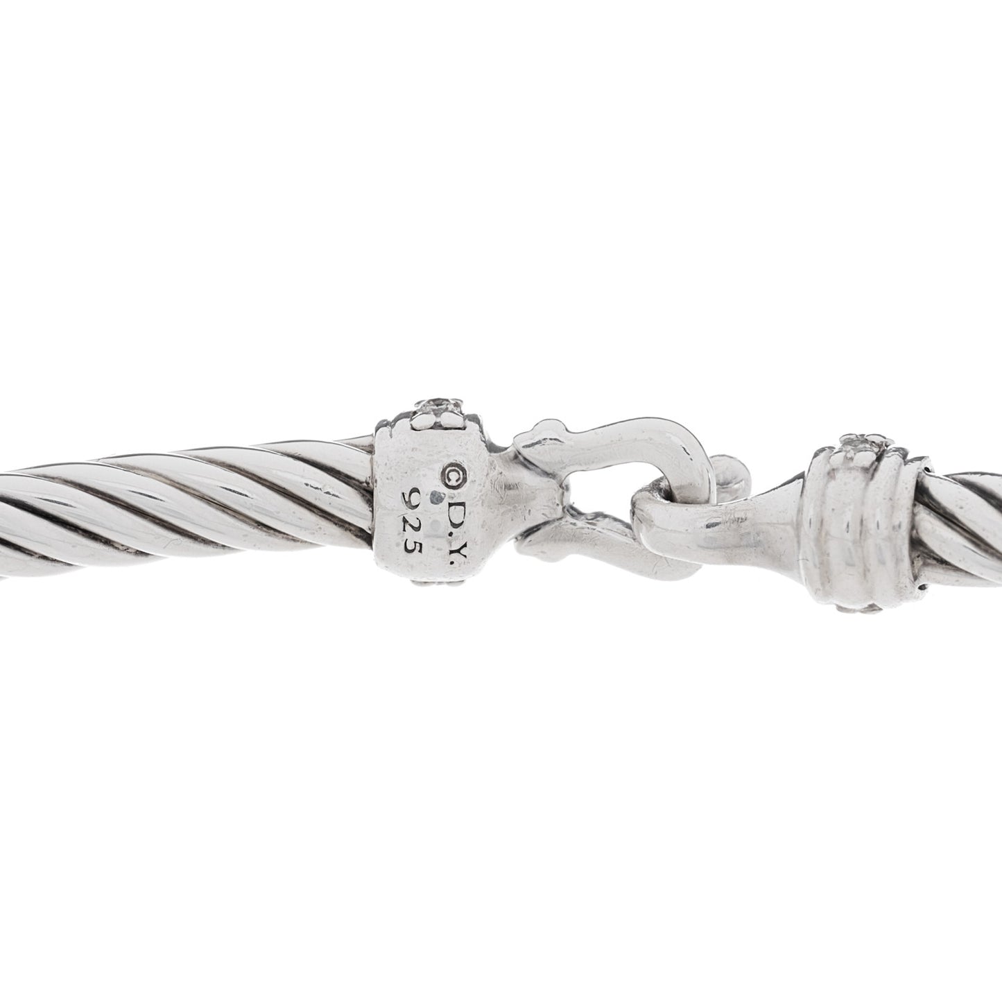 Sterling Silver Diamond 3mm Cable Buckle Bracelet