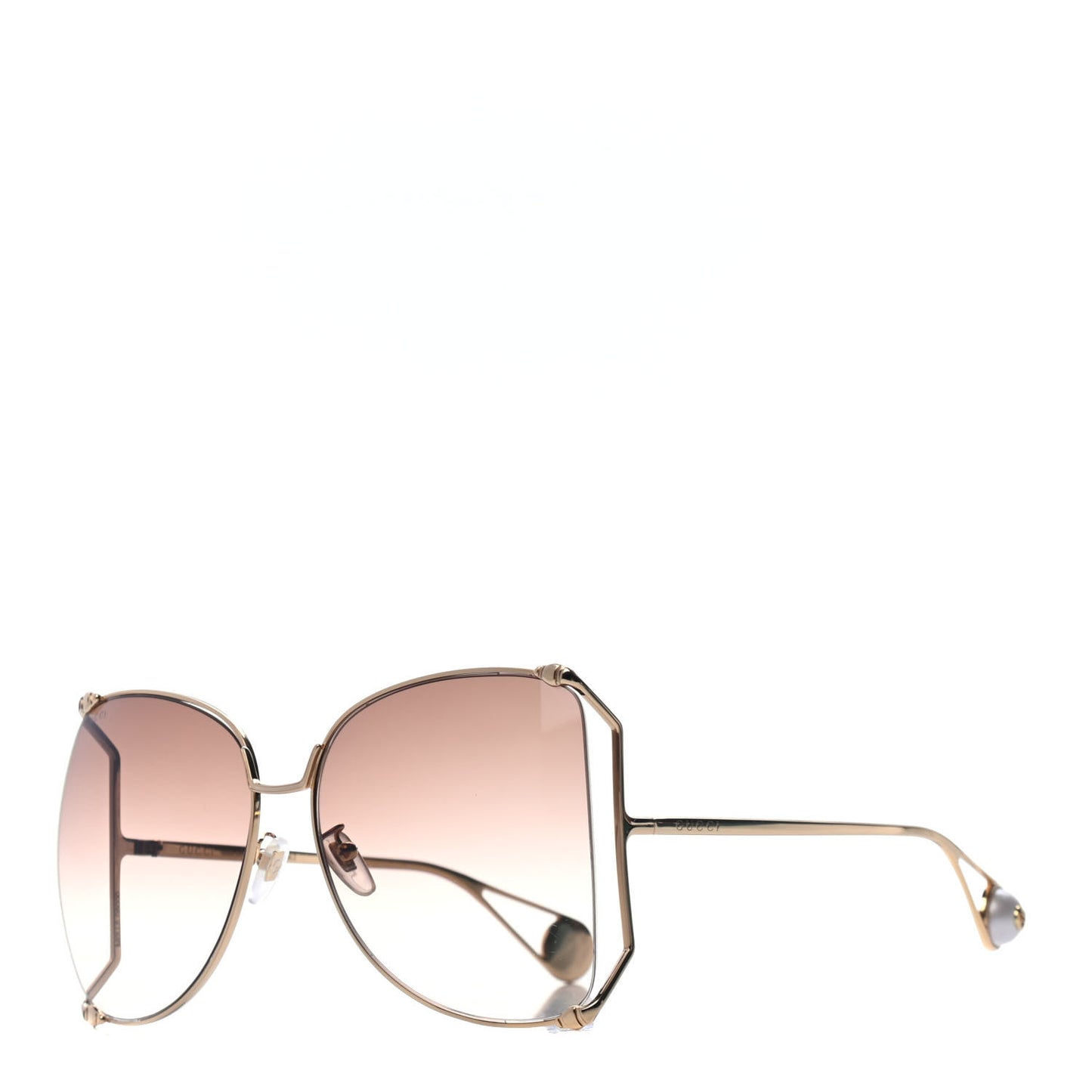 Oversized Round Sunglasses GG0252S Gold Brown