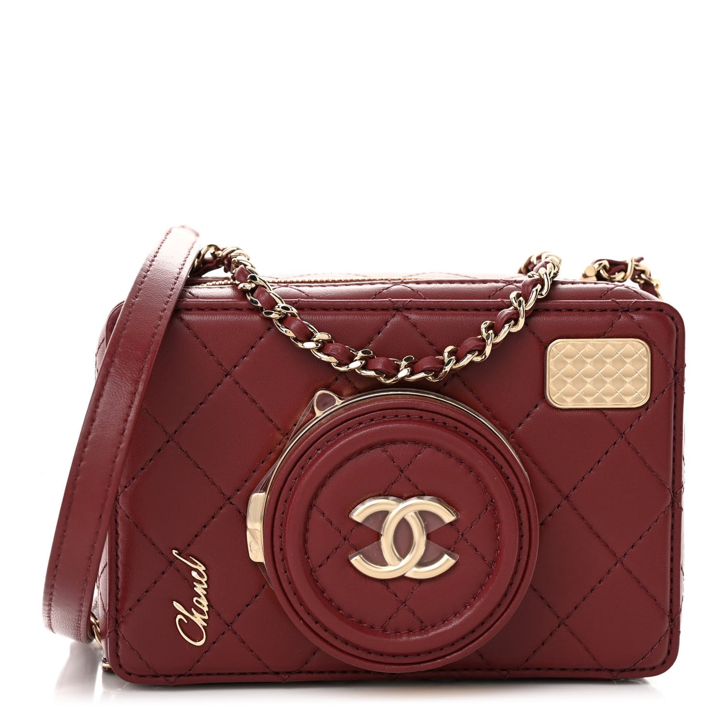 Lambskin Quilted Coco Click Bag Burgundy