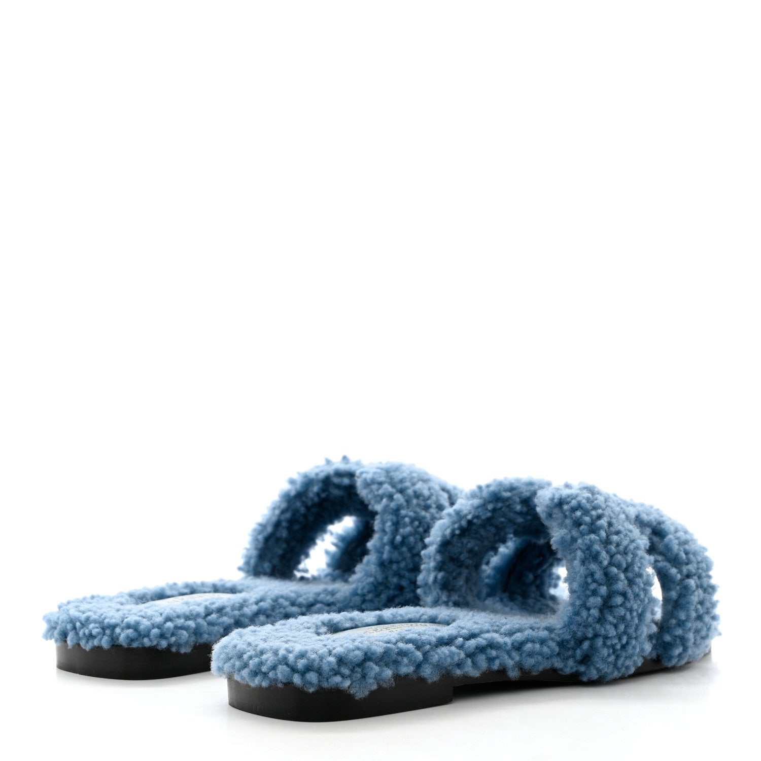 Hermes Woolskin Oran Sandals 35 Bleu 4 of 8