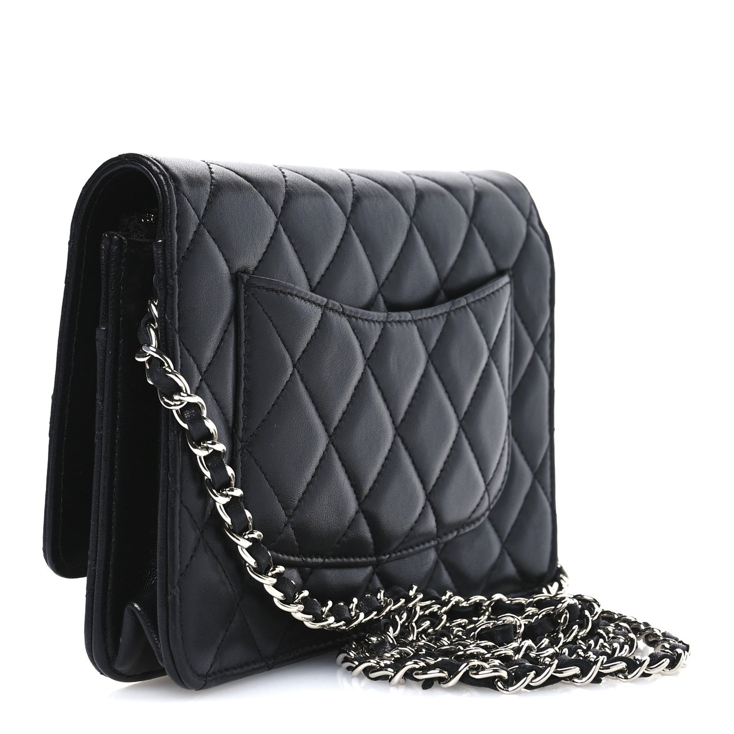 Lambskin Quilted Wallet On Chain WOC Black