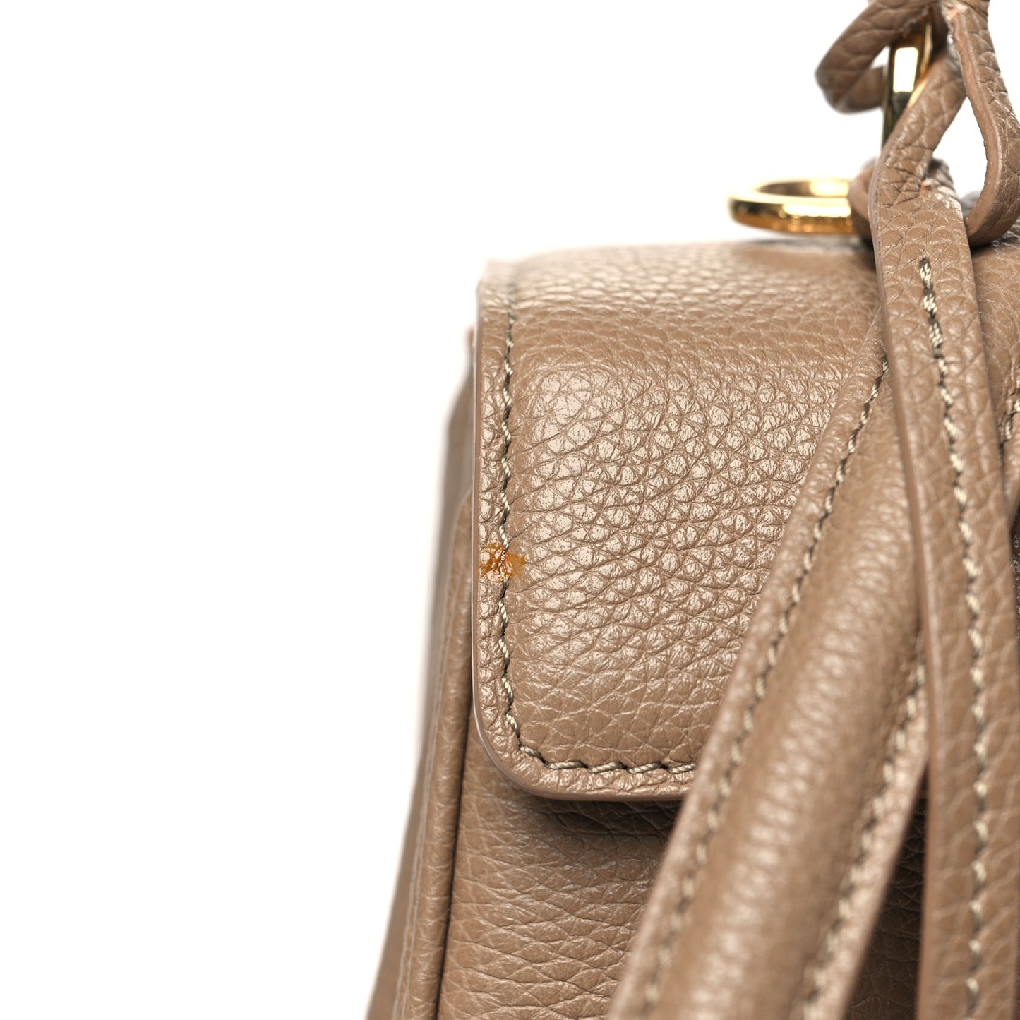 Grained Calfskin Small 16 Top Handle Bag Beige