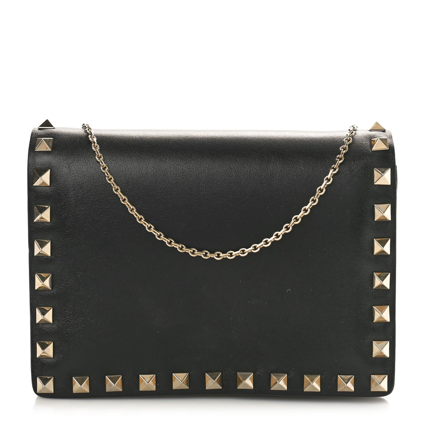 Vitello Rockstud Flap Wallet On Chain Black