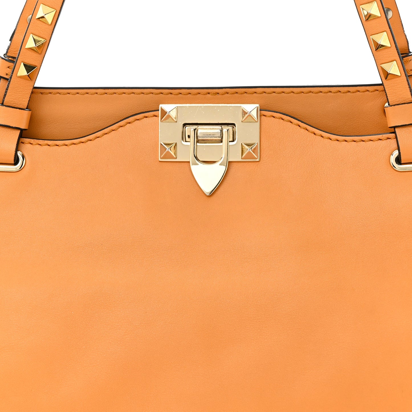 Vitello Medium Rockstud Tote Orange Fluo