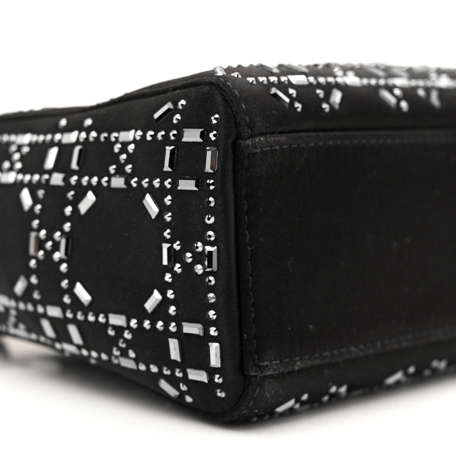 Christian Dior Satin Crystal Cannage Mini Lady Dior Black 9 of 12