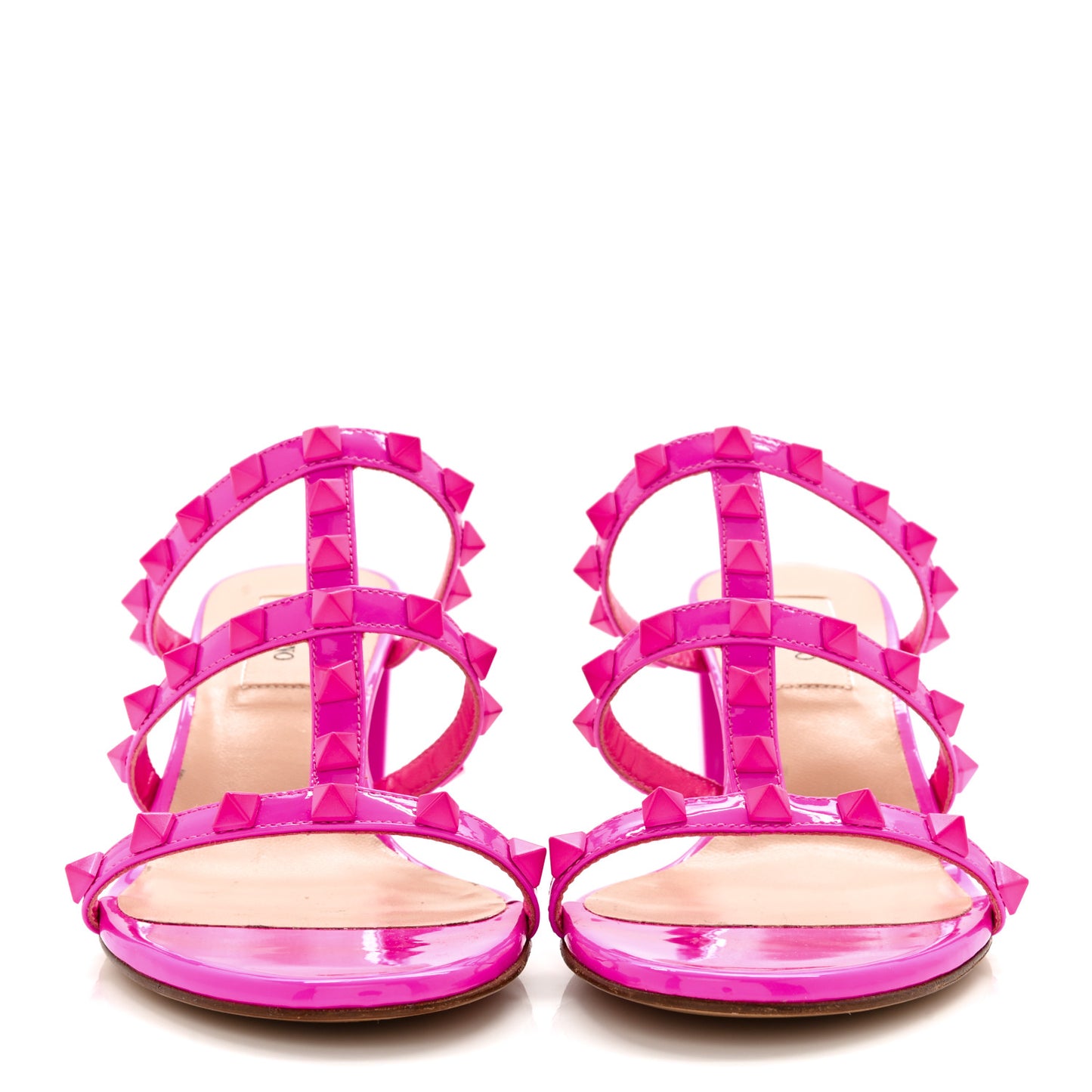 Patent Rockstud 60mm Caged Slide Sandals 36 Pink PP