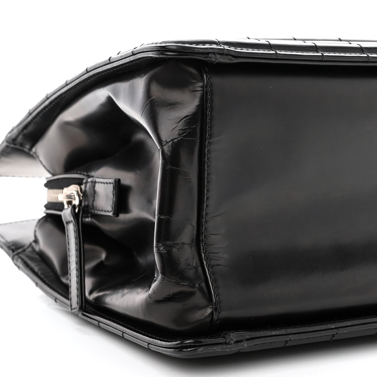 Glazed Calfskin Boy Tote Black