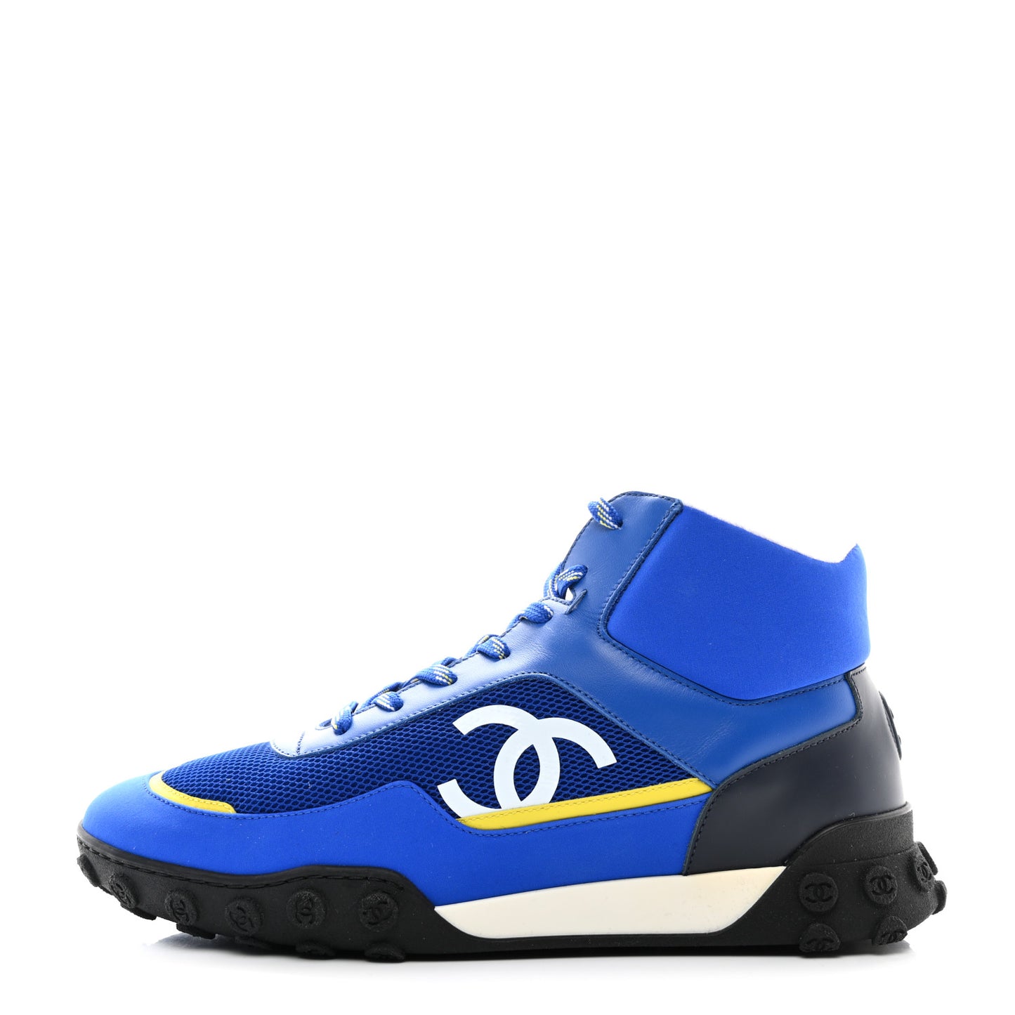 Mesh Lycra Calfskin Womens High Top Sneakers 42 Royal Blue