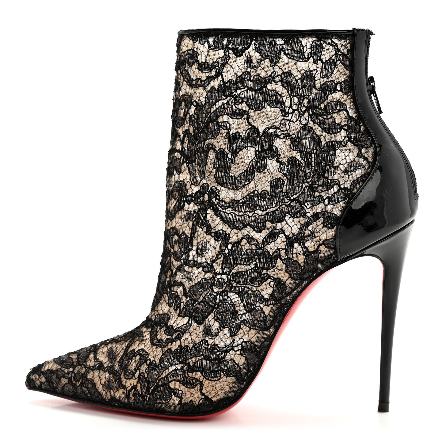 Patent Rete Lace Dentelle Psybootie 100 Ankle Boots 37 Black
