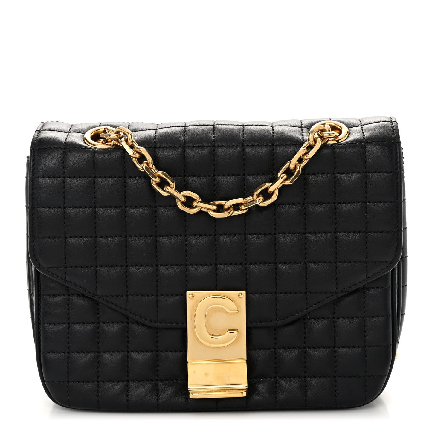 Calfskin Quilted Small C Bag Black