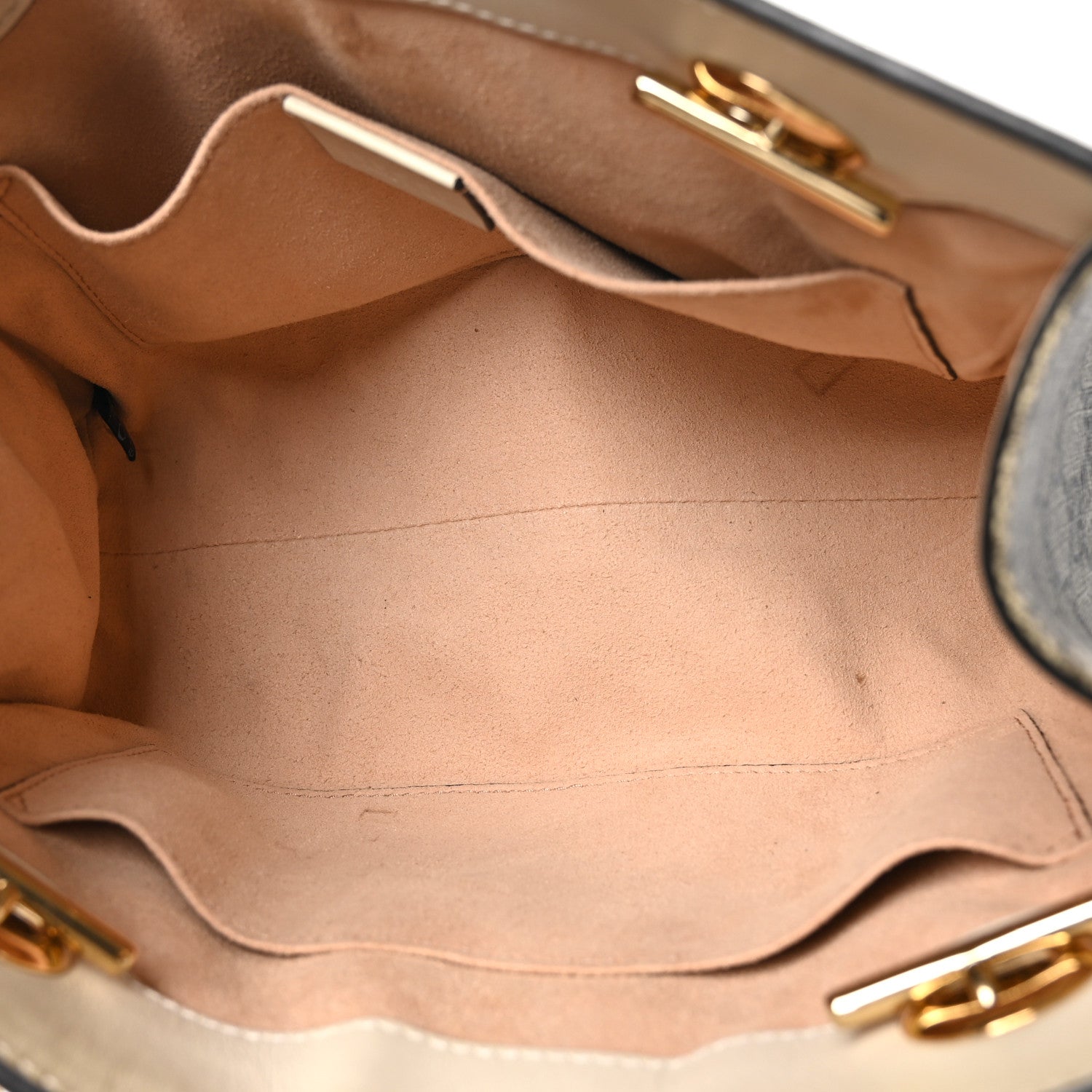 Gucci GG Supreme Monogram Moon Calfskin Small Padlock Tote Beige Ebony Mystic White 5 of 11