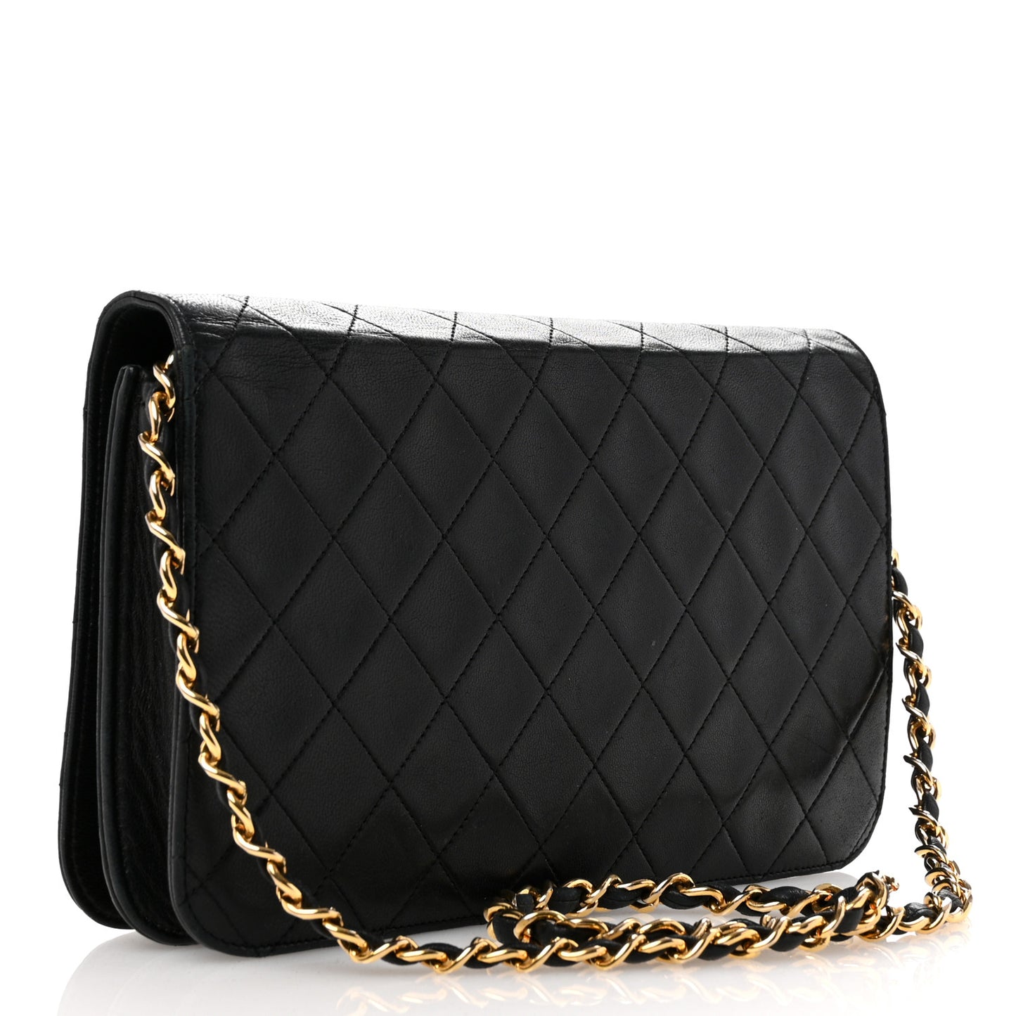 Lambskin Quilted Small Single Flap Black