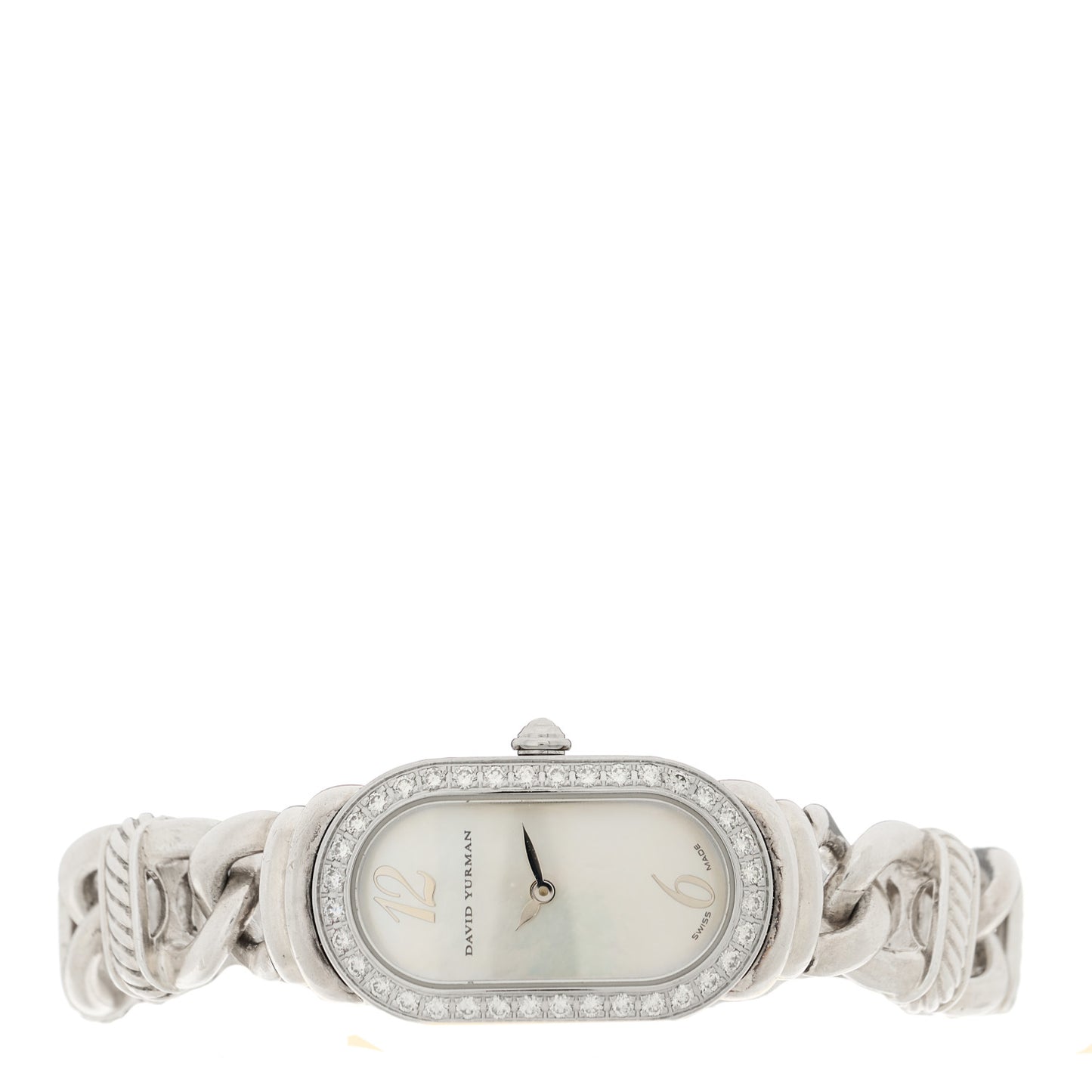 Stainless Steel Diamond Bezel Mother of Pearl 20mm Madison Cable Quartz Watch