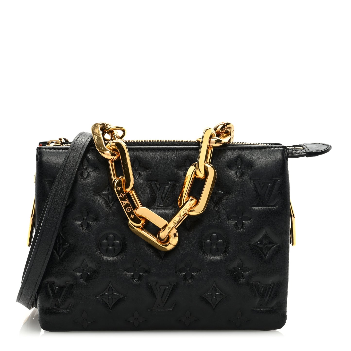 Lambskin Embossed Monogram Coussin BB Black