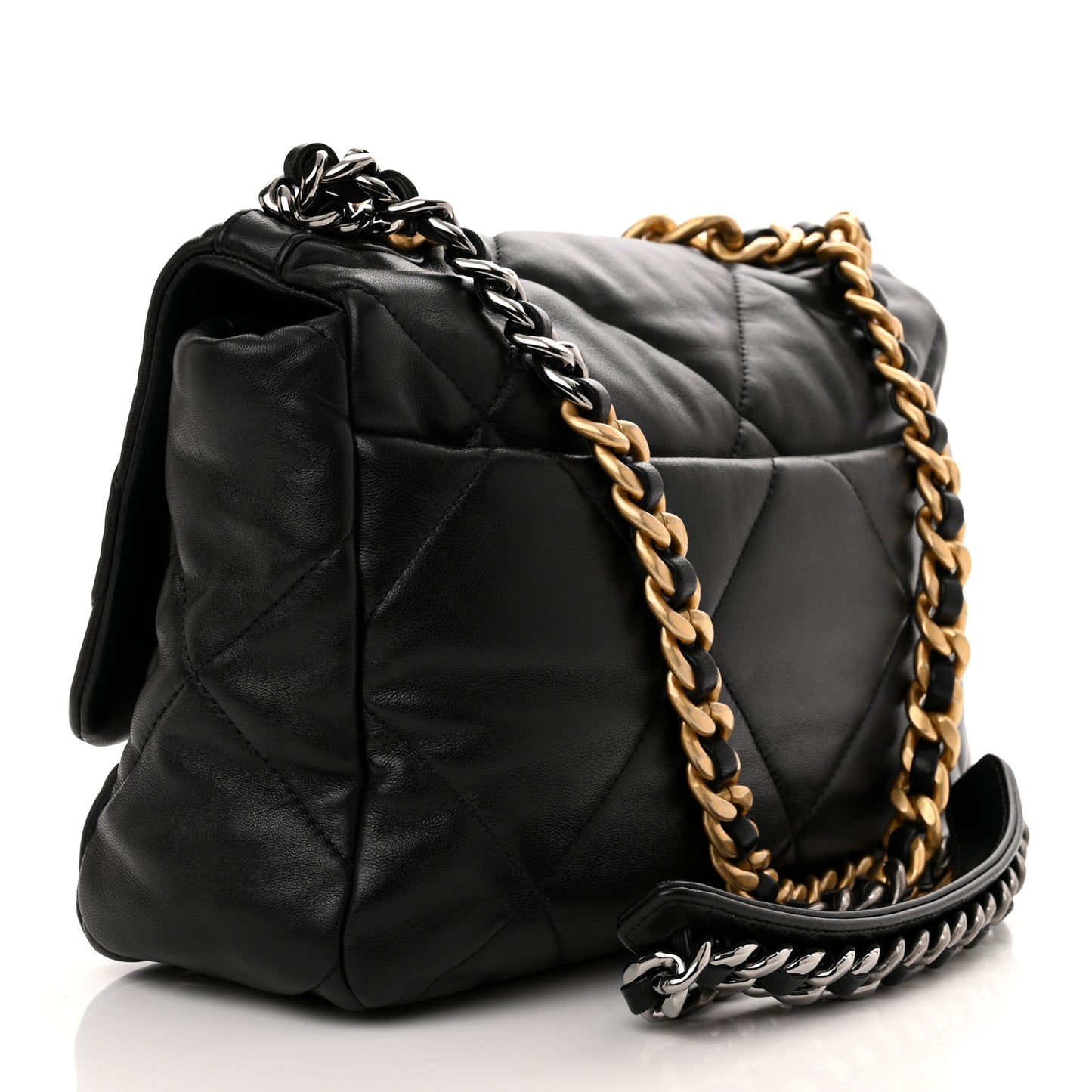 Lambskin Quilted Large Chanel 19 Flap Black