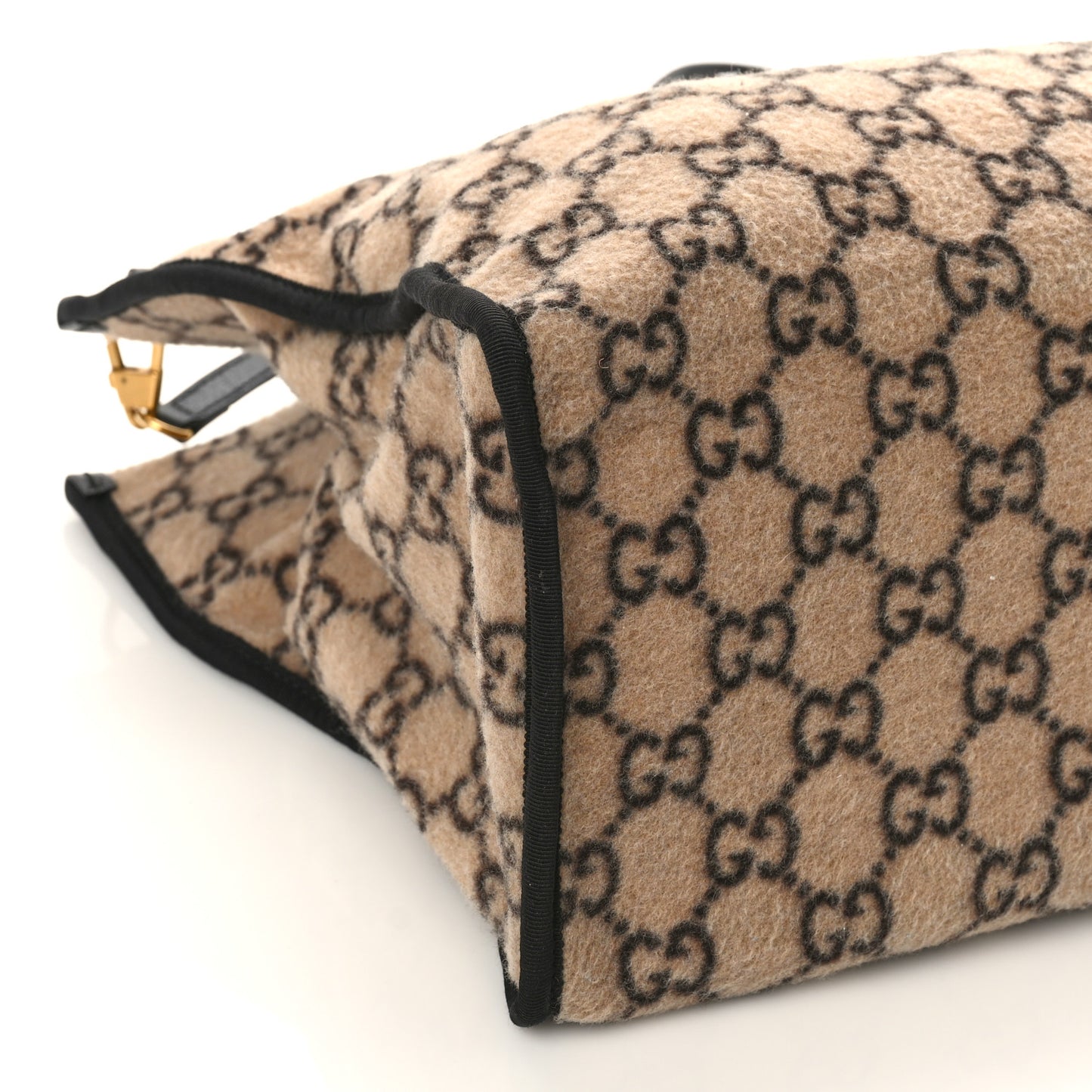 Covered Wool GG Monogram Large Tote Bag Beige Ebony