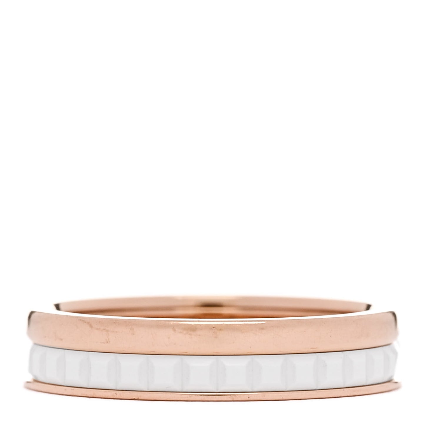 18K Pink Gold Ceramic Quatre White Edition Wedding Band Ring 47 4.25 59/8.75
