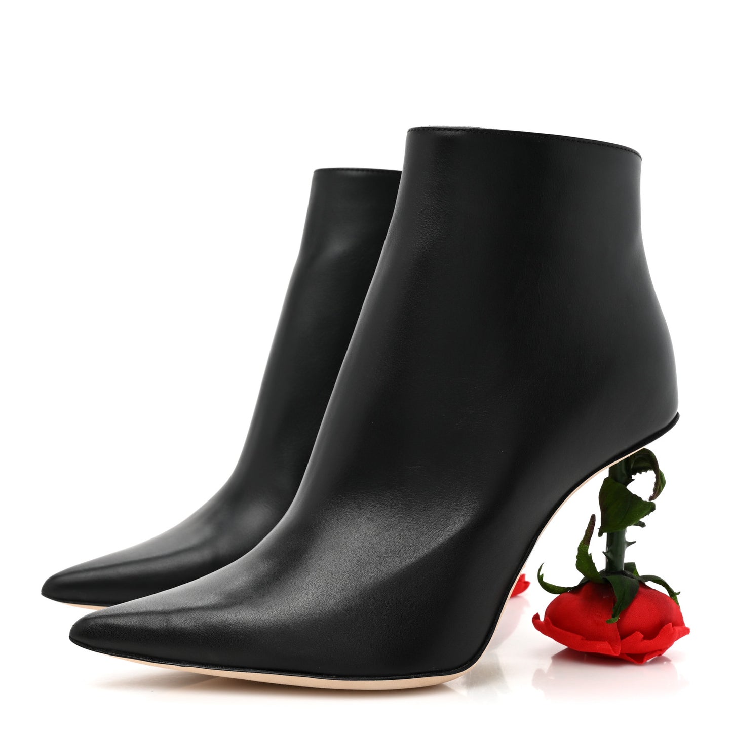 Calfskin Rose Boots 37 Black