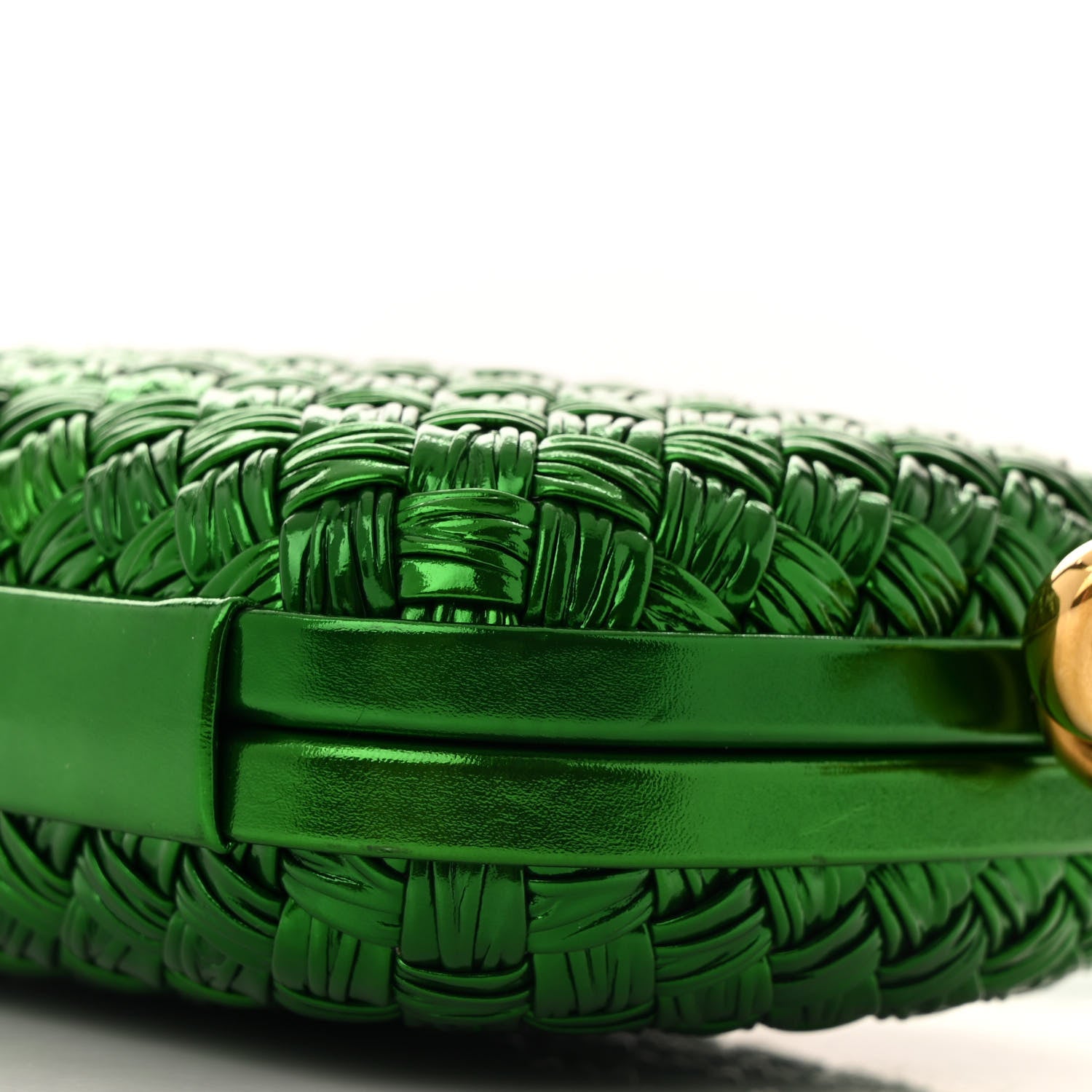 Bottega Veneta Metallic Calfskin Intrecciato Knot On Strap Envy 9 of 11