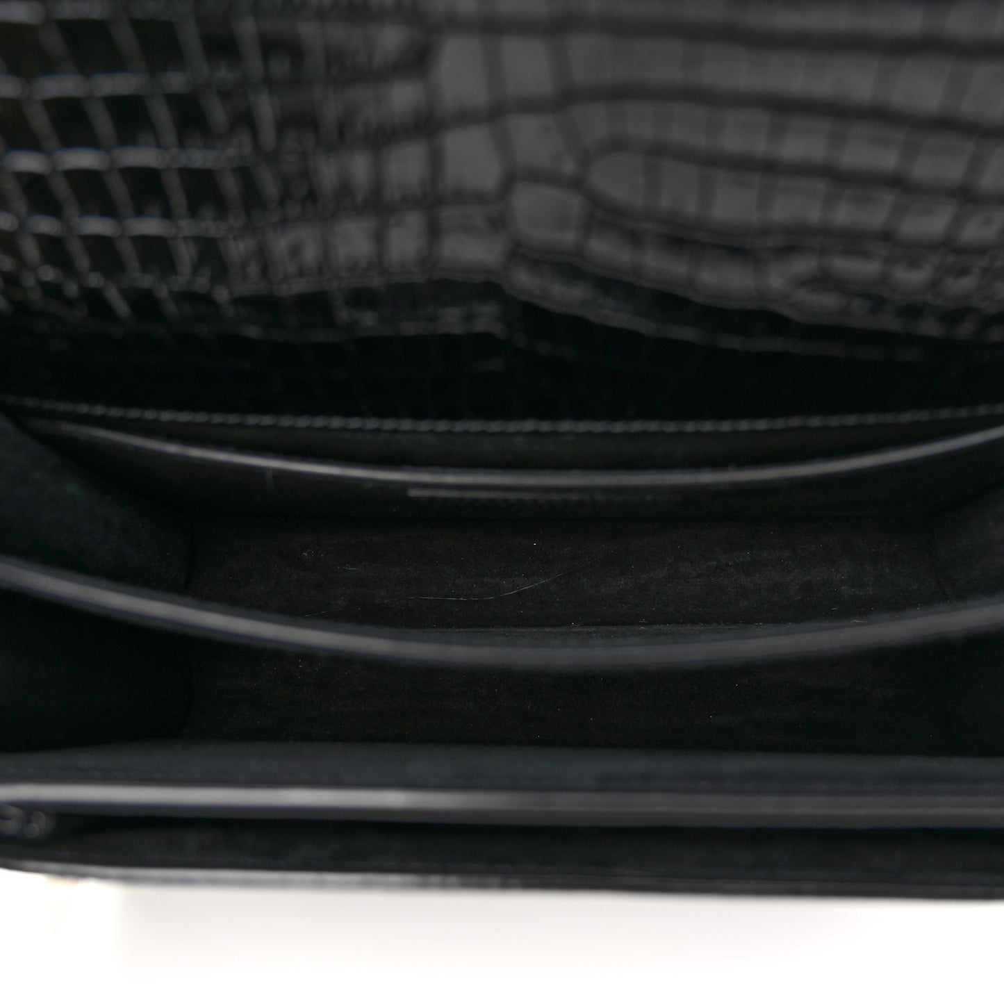 Calfskin Crocodile Embossed Medium Monogram Sunset Black