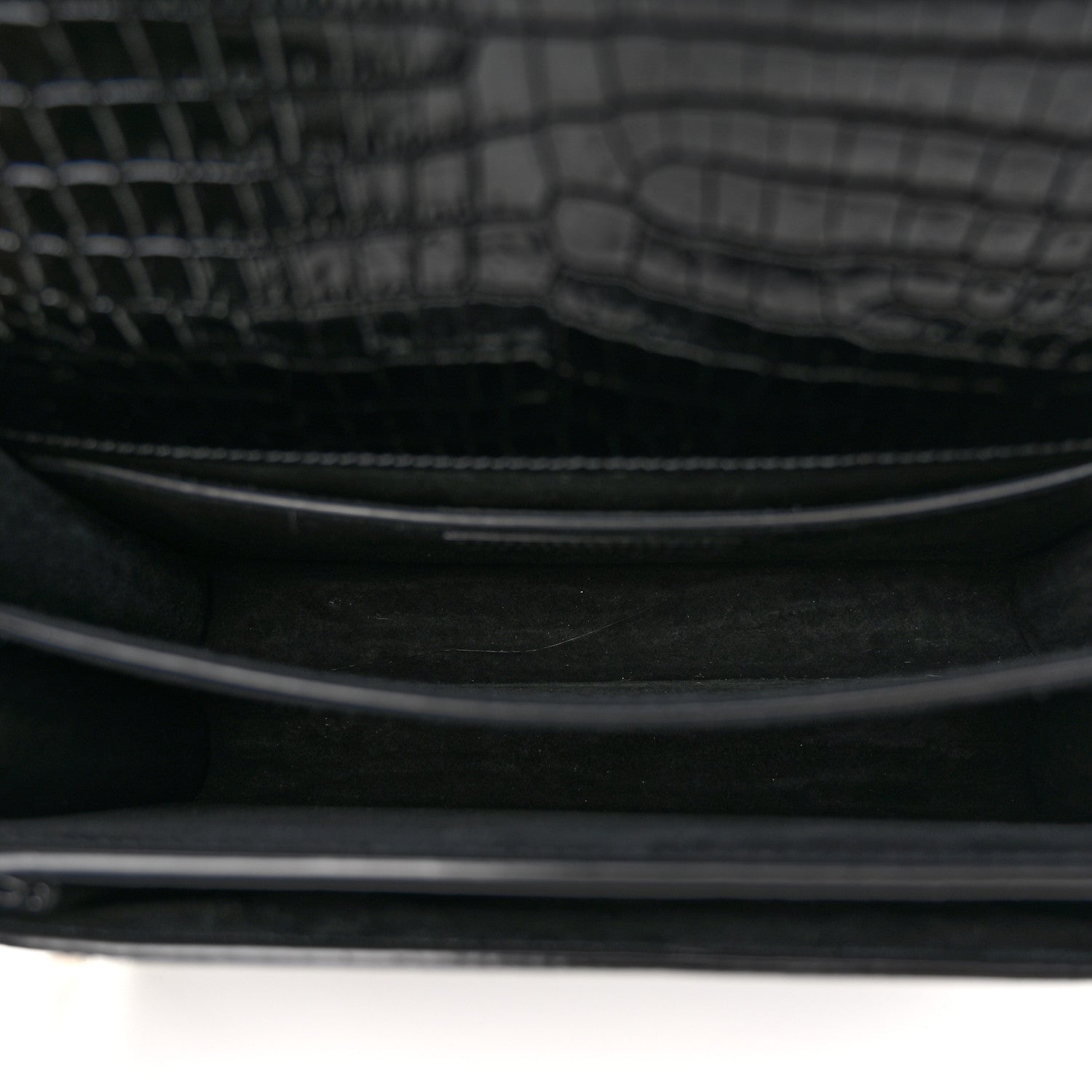 Saint Laurent Calfskin Crocodile Embossed Medium Monogram Sunset Black 5 of 10