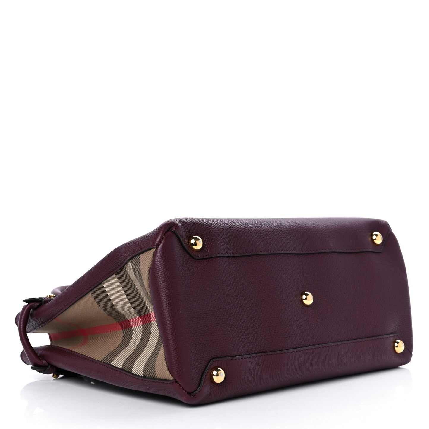 Grainy Calfskin House Check Medium Banner Tote Mahogany Red