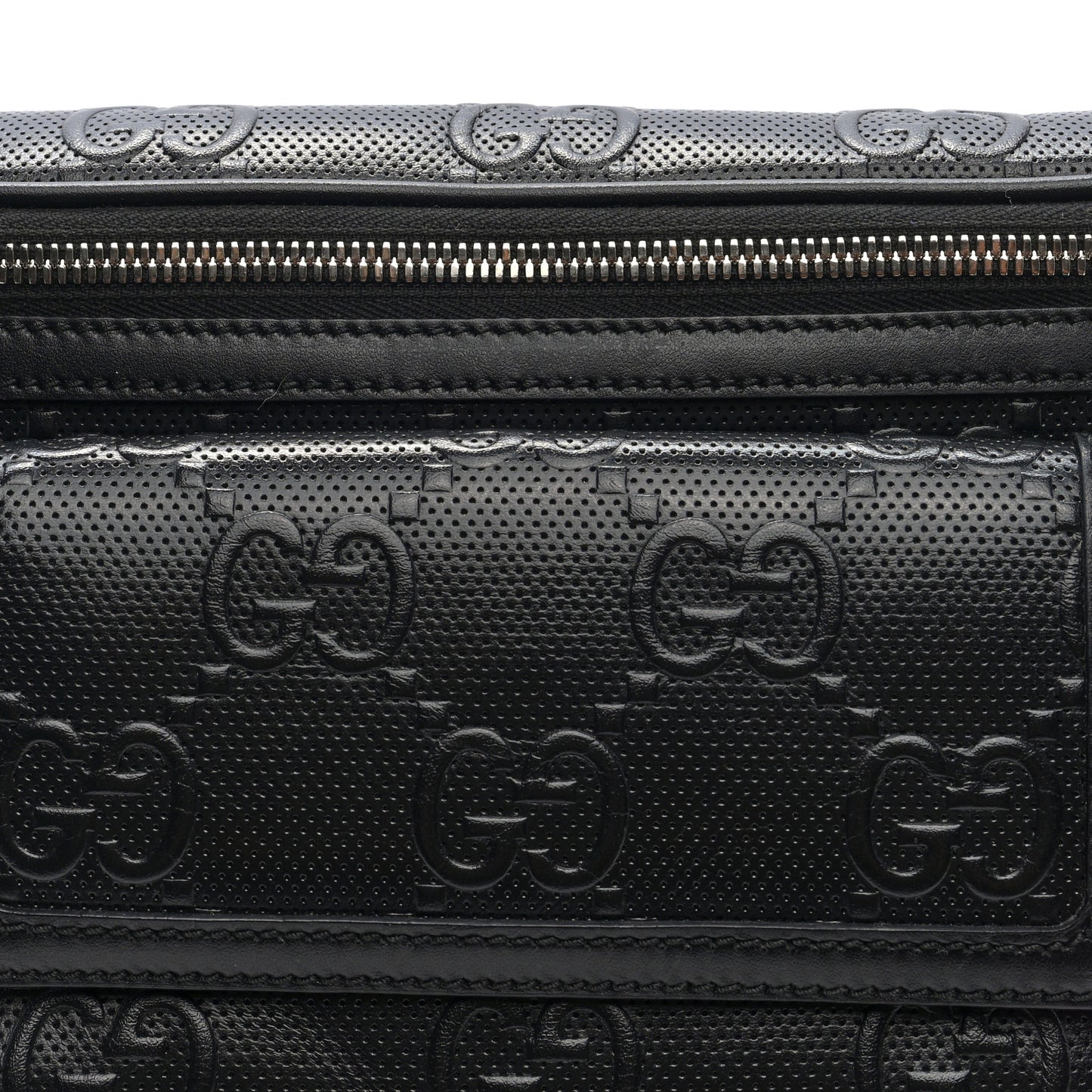 Calfskin GG Tennis Embossed Pocket Belt Bag Black