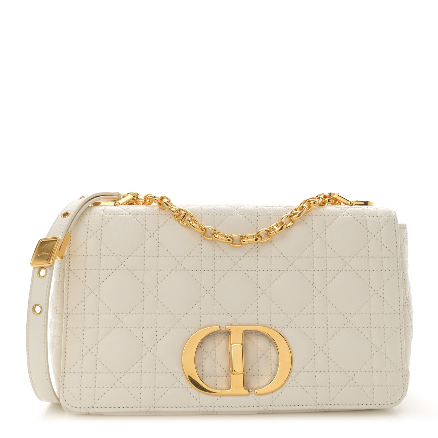 Supple Calfskin Cannage Medium Caro Bag Ivory