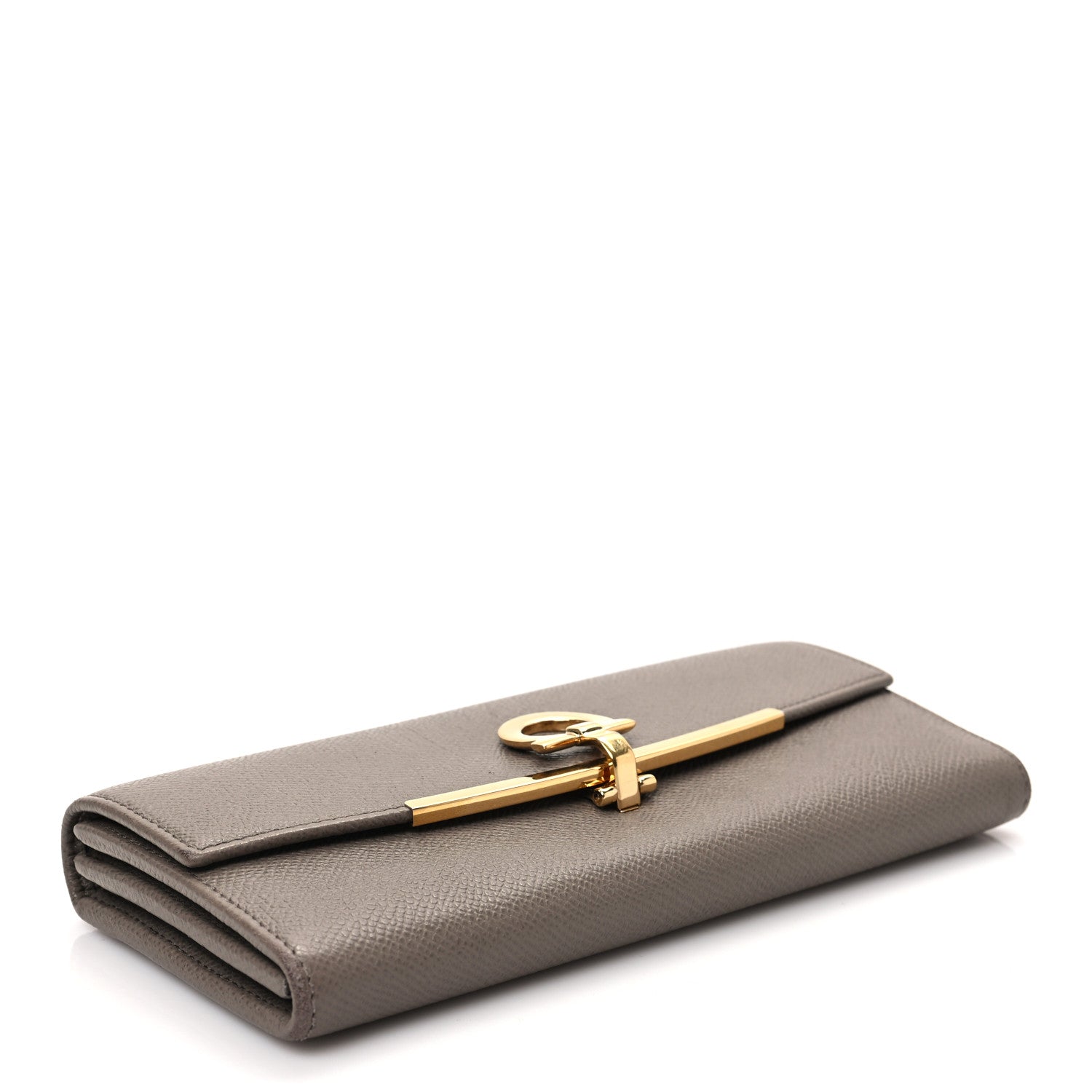 Salvatore Ferragamo Hammered Calfskin Gancini Wallet Caraway Seed 4 of 7