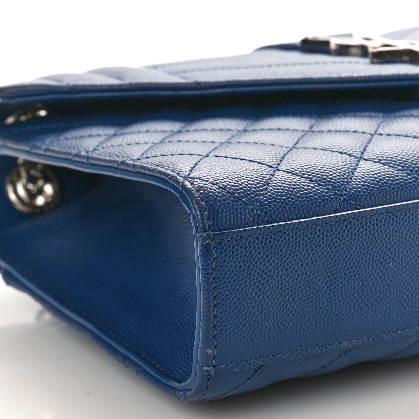 Grain De Poudre Textured Mixed Matelasse Triquilt Medium Monogram Satchel Denim