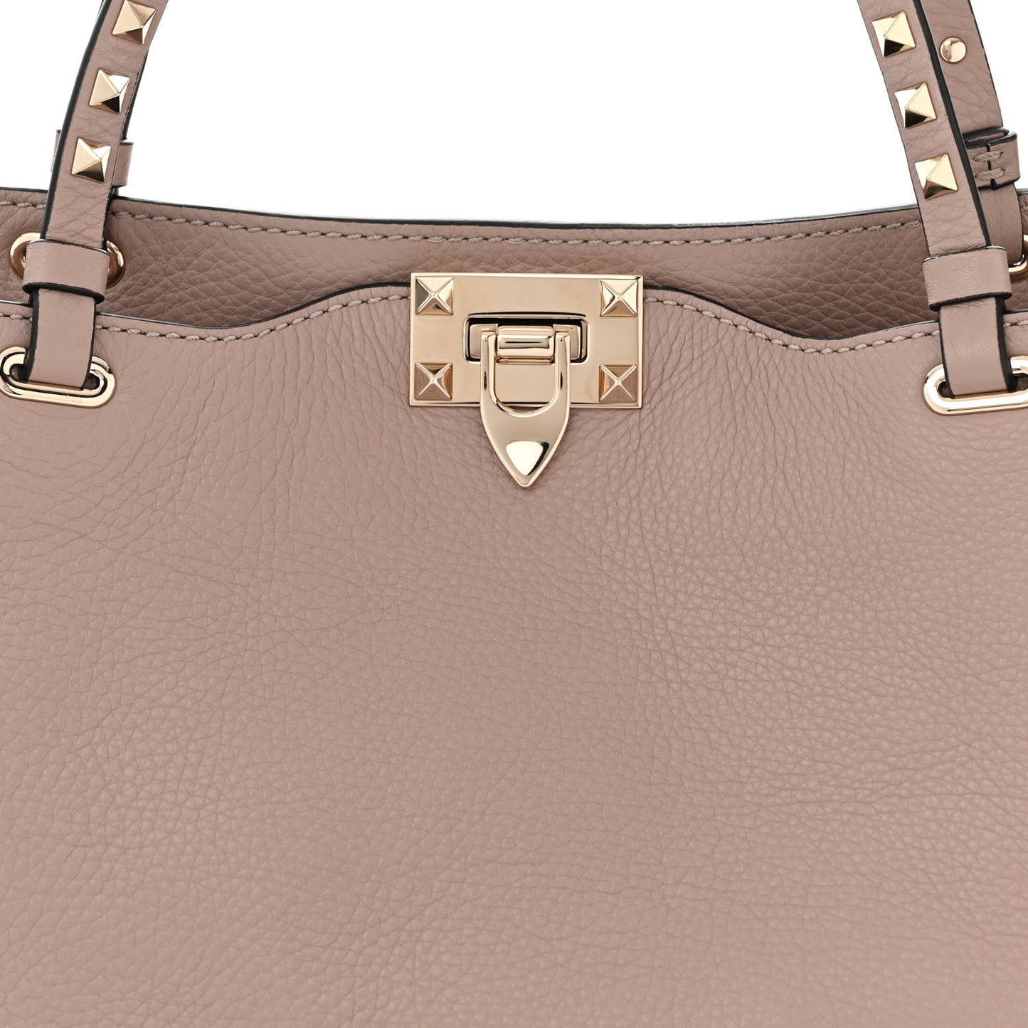 Pebbled Calfskin Medium Rockstud Tote Poudre