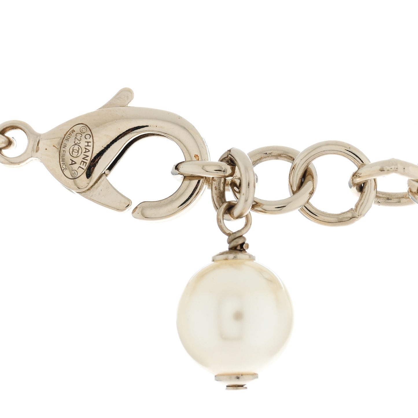 Pearl Crystal CC Star Choker Necklace Gold