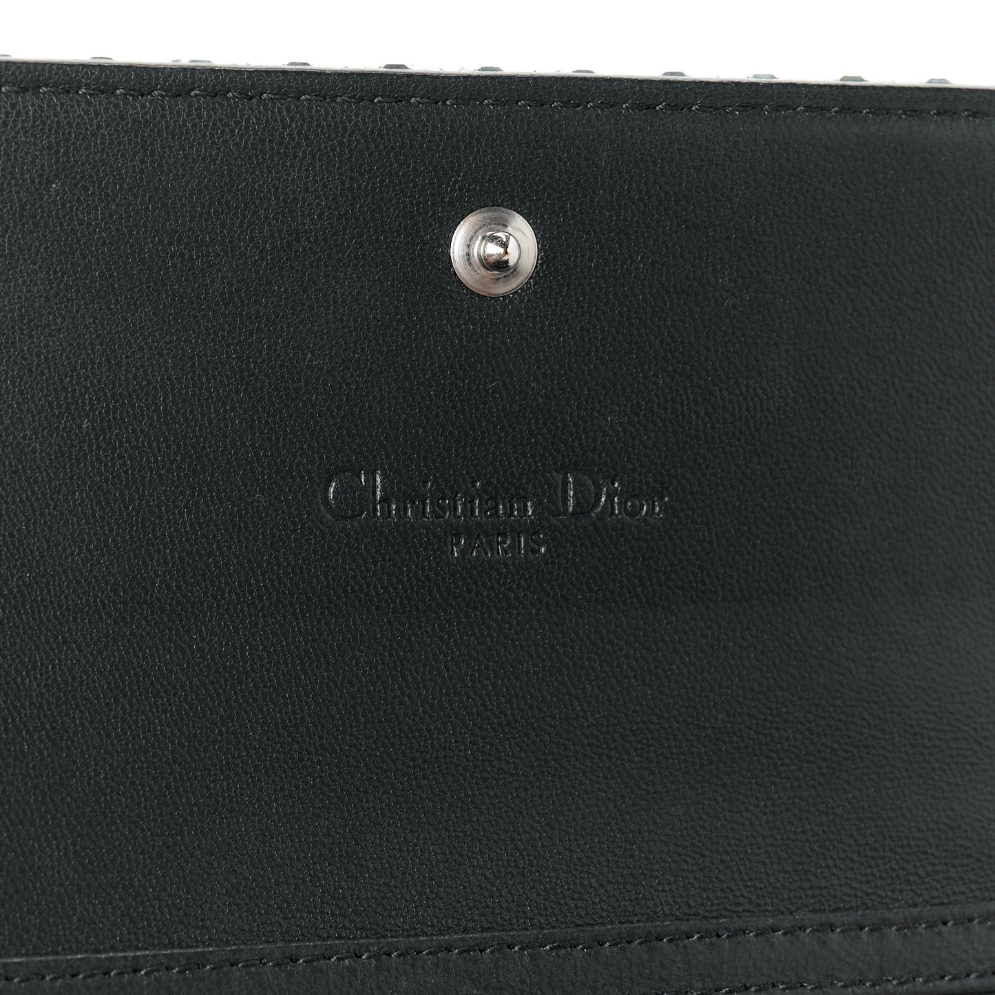 Metallic Calfskin Micro-Cannage Lady Dior Croisiere Chain Wallet Blue