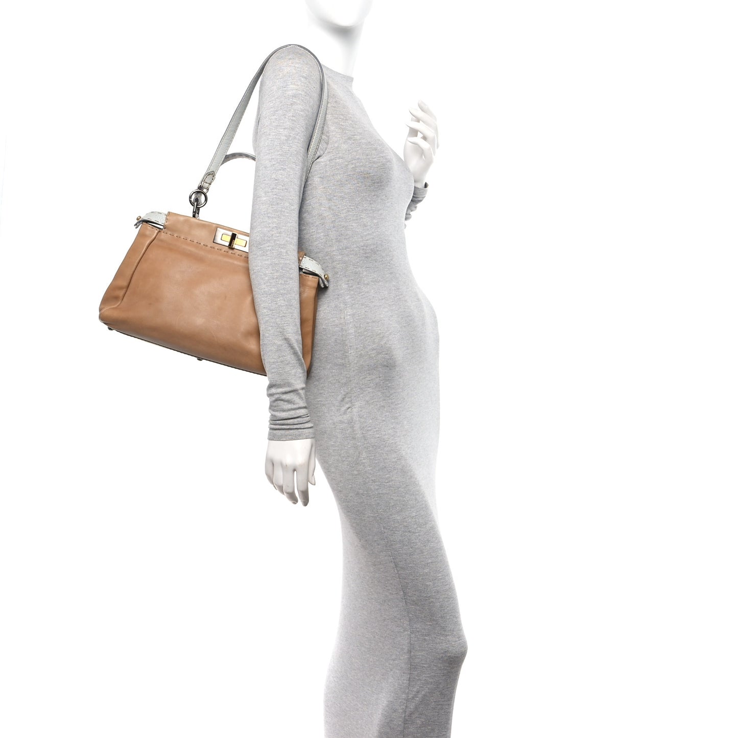 Vitello Saddle Cuoio Romano Selleria Medium Peekaboo Iconic Satchel Fango Acqua
