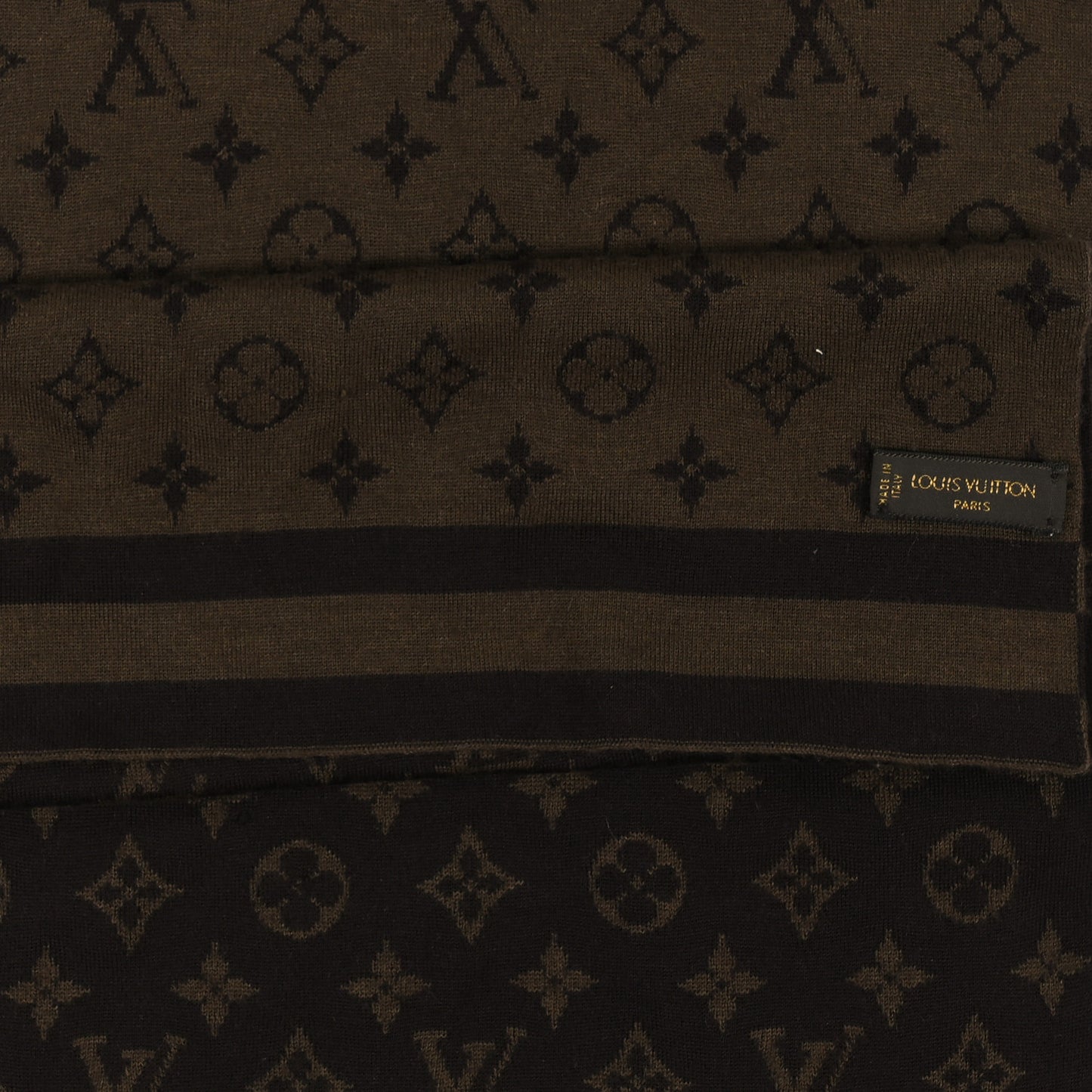 Cashmere Silk Monogram Scarf Brown