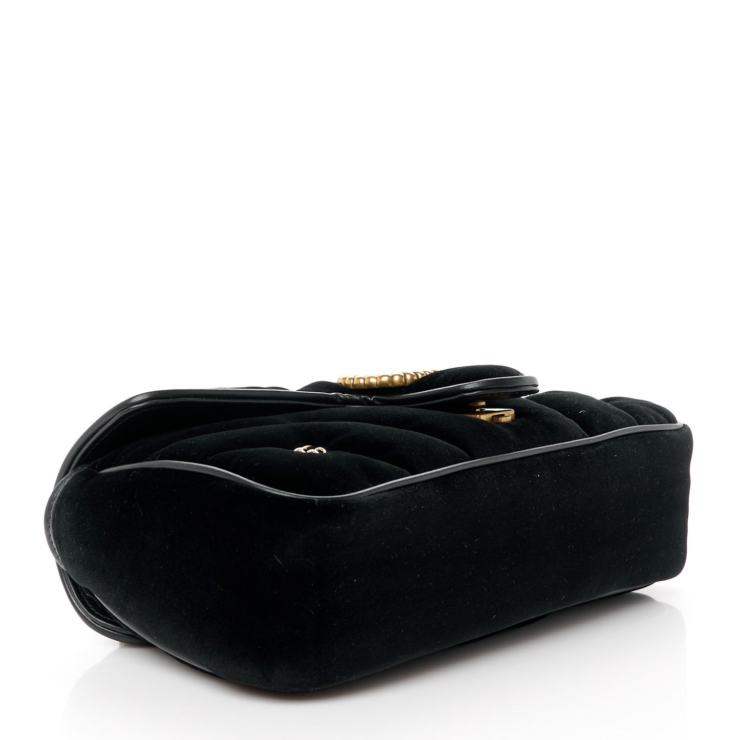 Velvet Matelasse Double G Studs Small Torchon GG Marmont Shoulder Bag Black