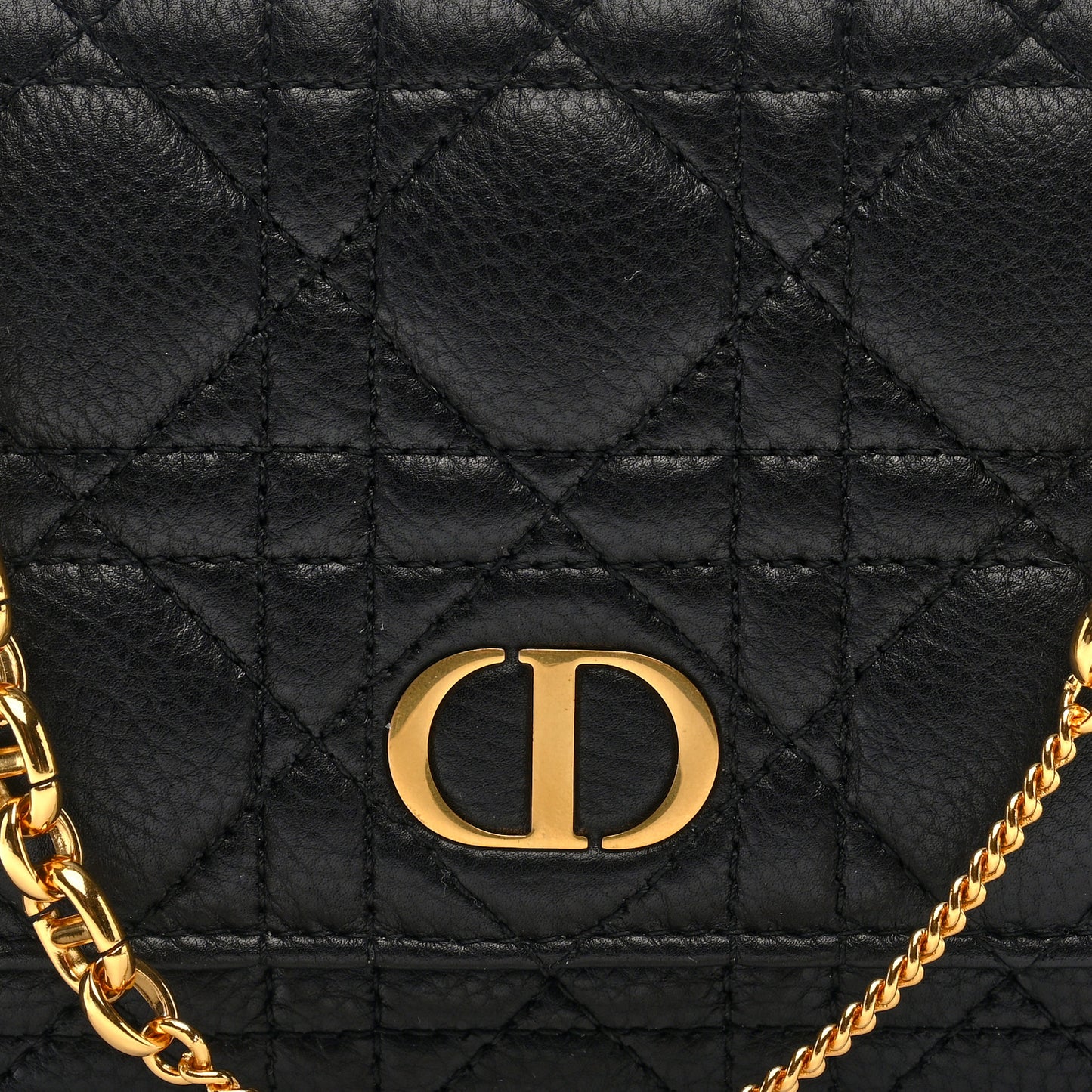 Supple Calfskin Caro Pouch with Chain Black