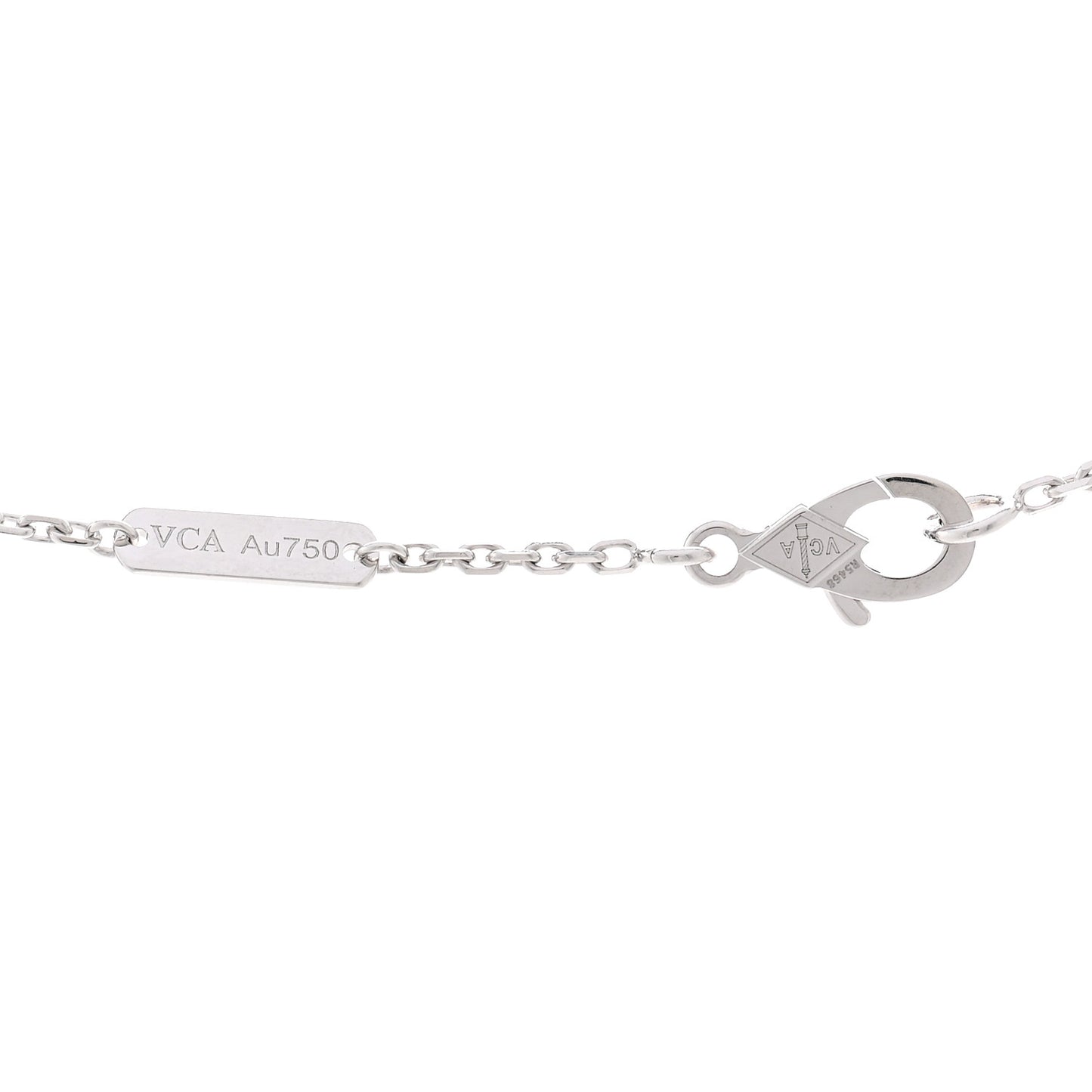 18K White Gold Chalcedony Vintage Alhambra Pendant Necklace