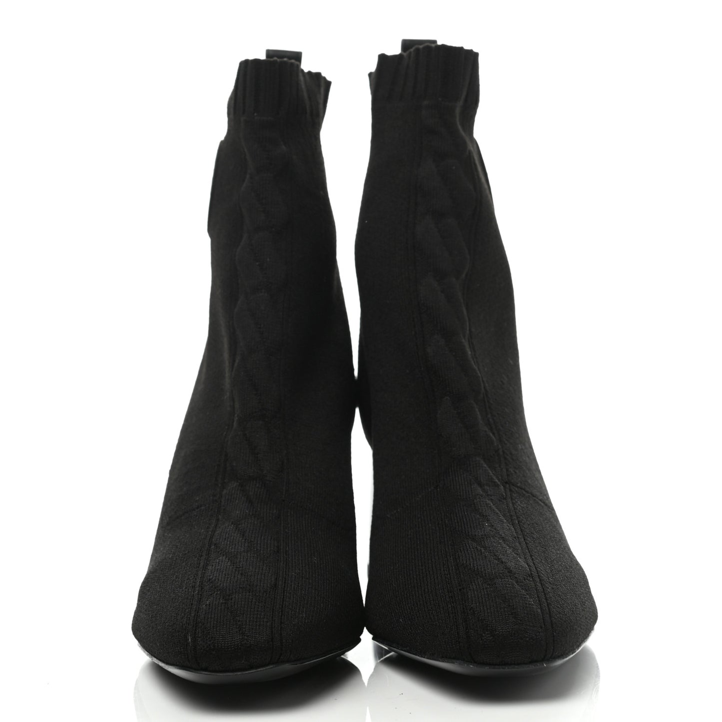 Knit Calfskin Volver Ankle Boots 39 Black