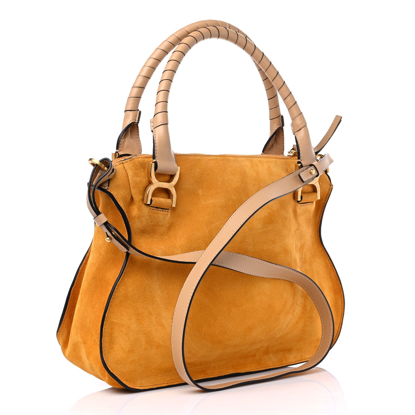 Suede Calfskin Medium Marcie Double Carry Sunflower Yellow