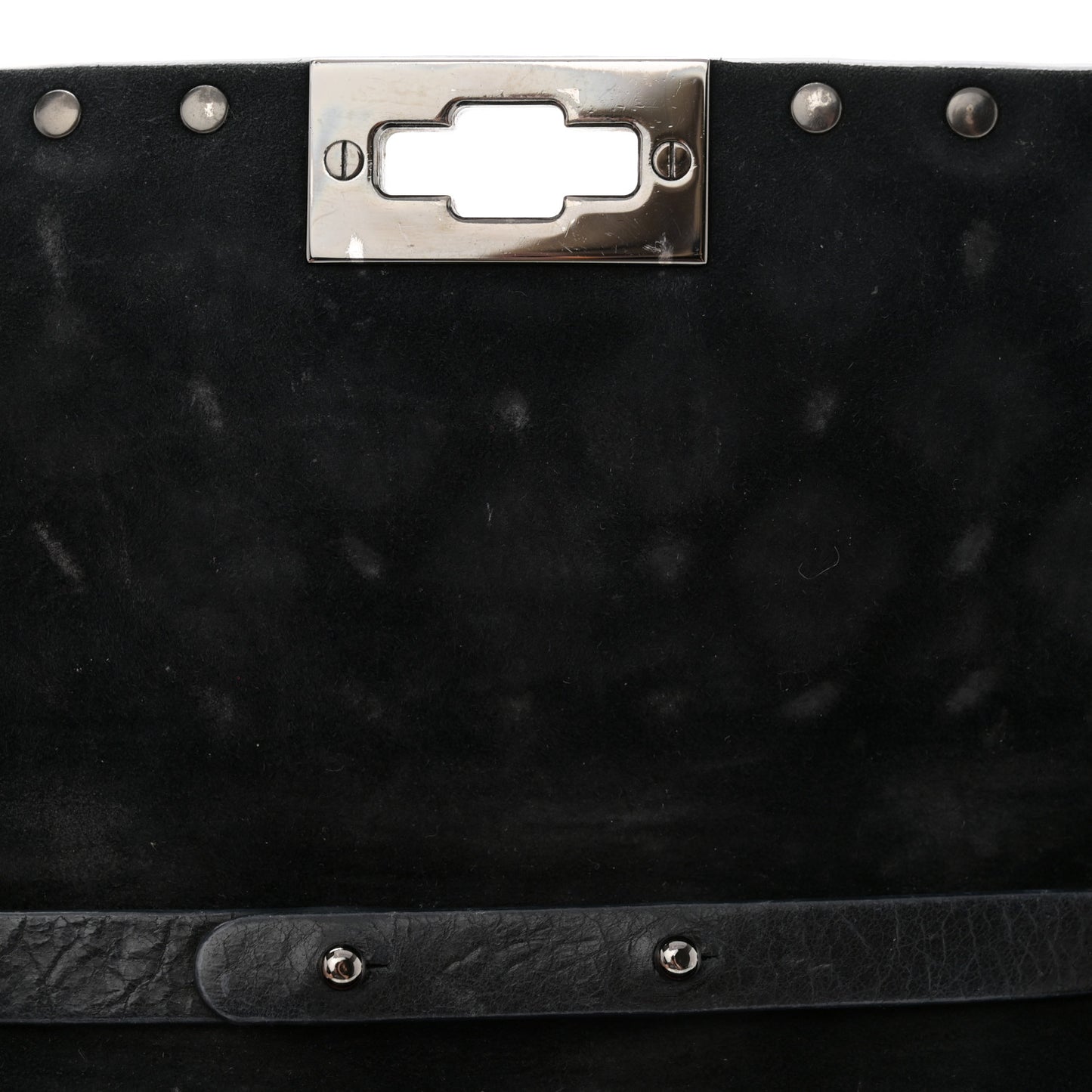 Craquele Nappa Rockstud Spike Wallet on Chain Black