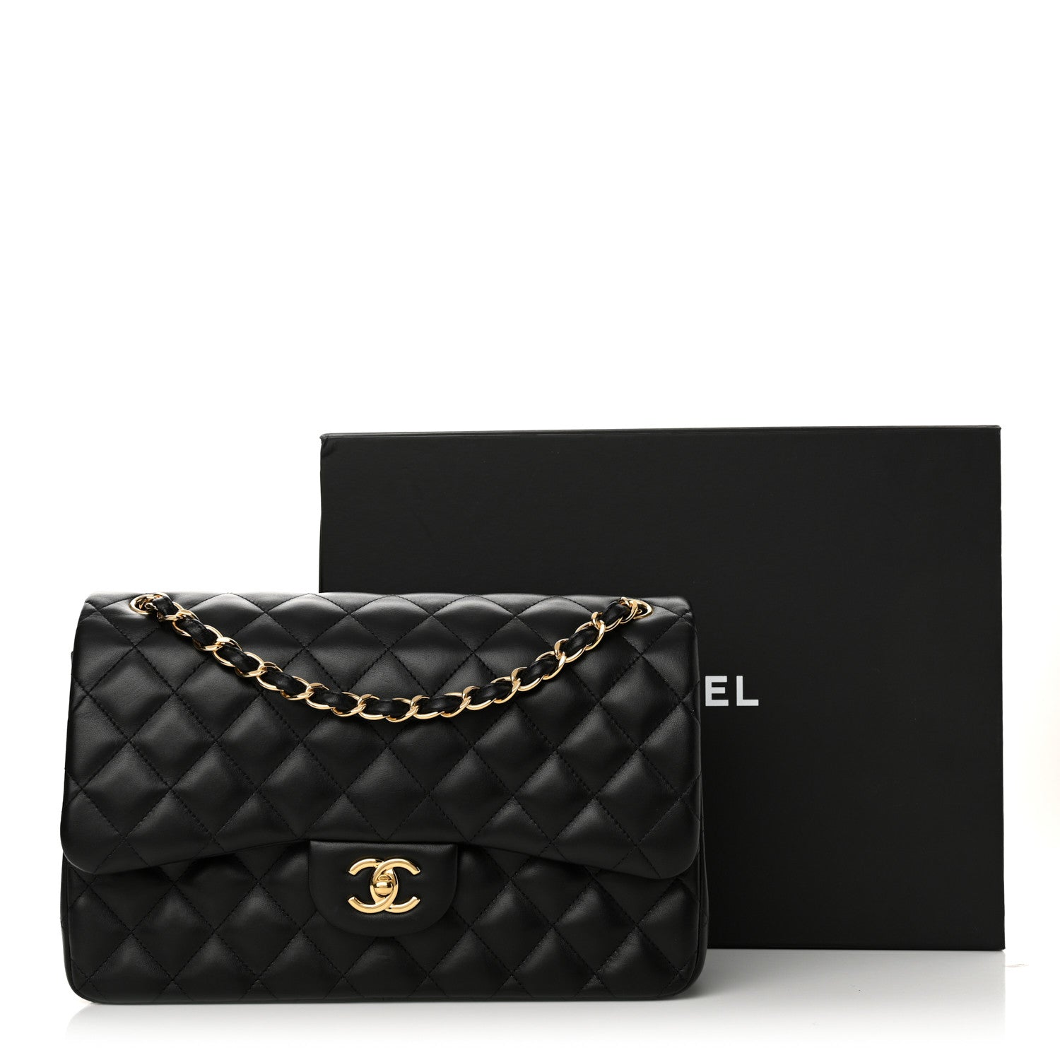 Chanel Lambskin Quilted Jumbo Double Flap Black 14 of 14