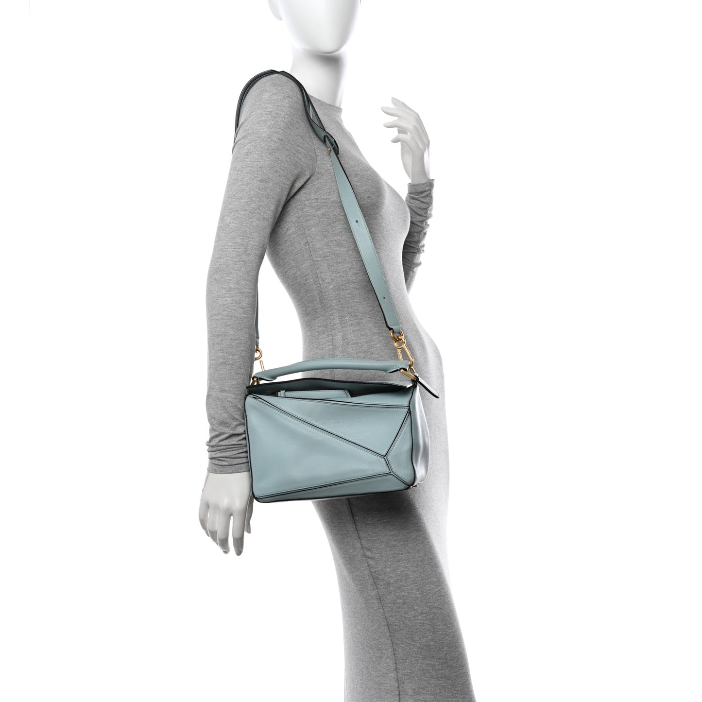 Calfskin Small Puzzle Bag Light Blue