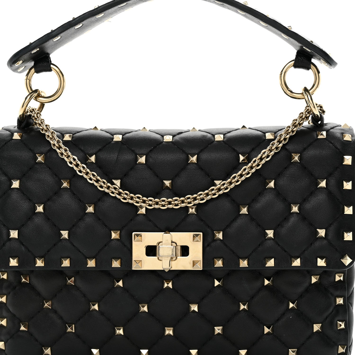 Valentino Garavani Lambskin Medium Rockstud Spike Shoulder Bag Black 7 of 11