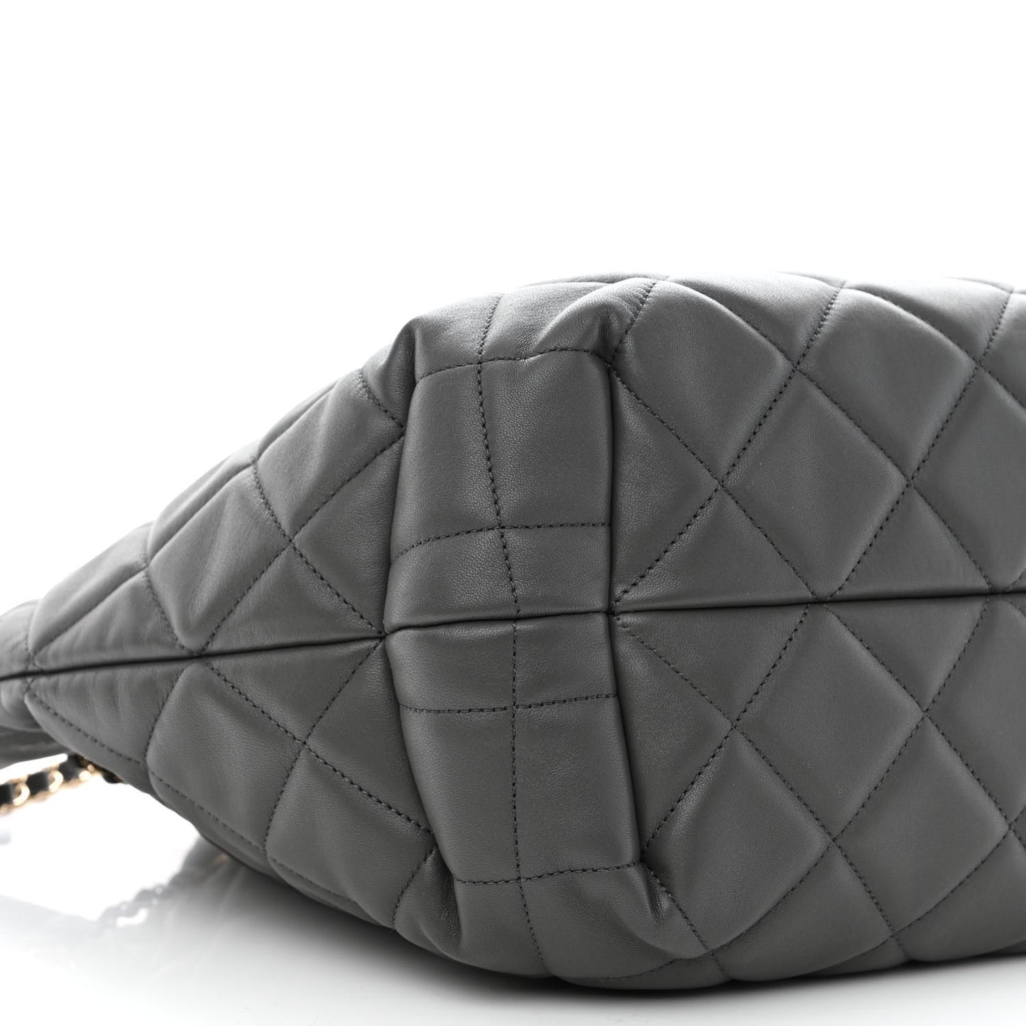 Lambskin Quilted CC Dweller Drawstring Tote Grey