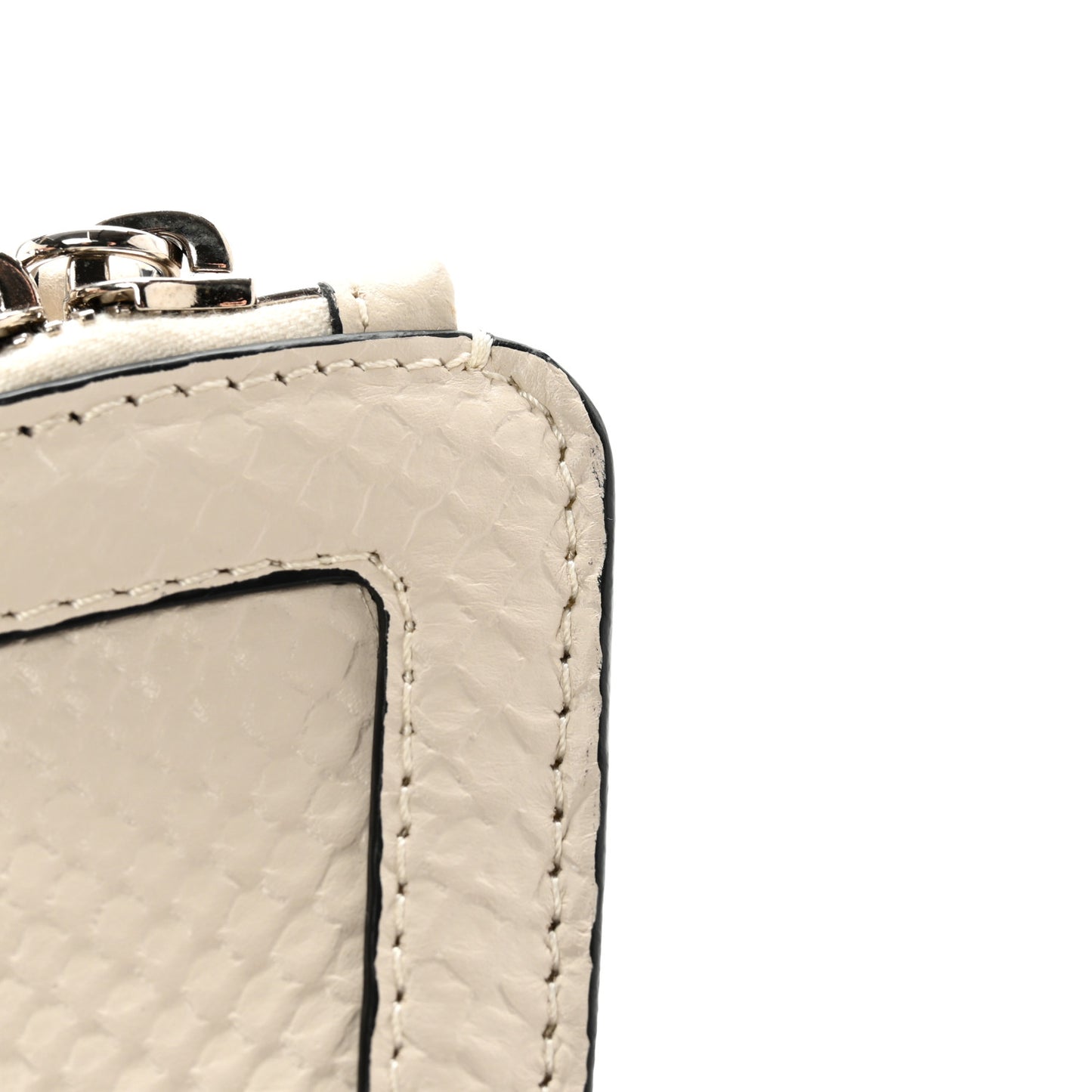 Calfksin Crocodile Embossed Manta Clutch White