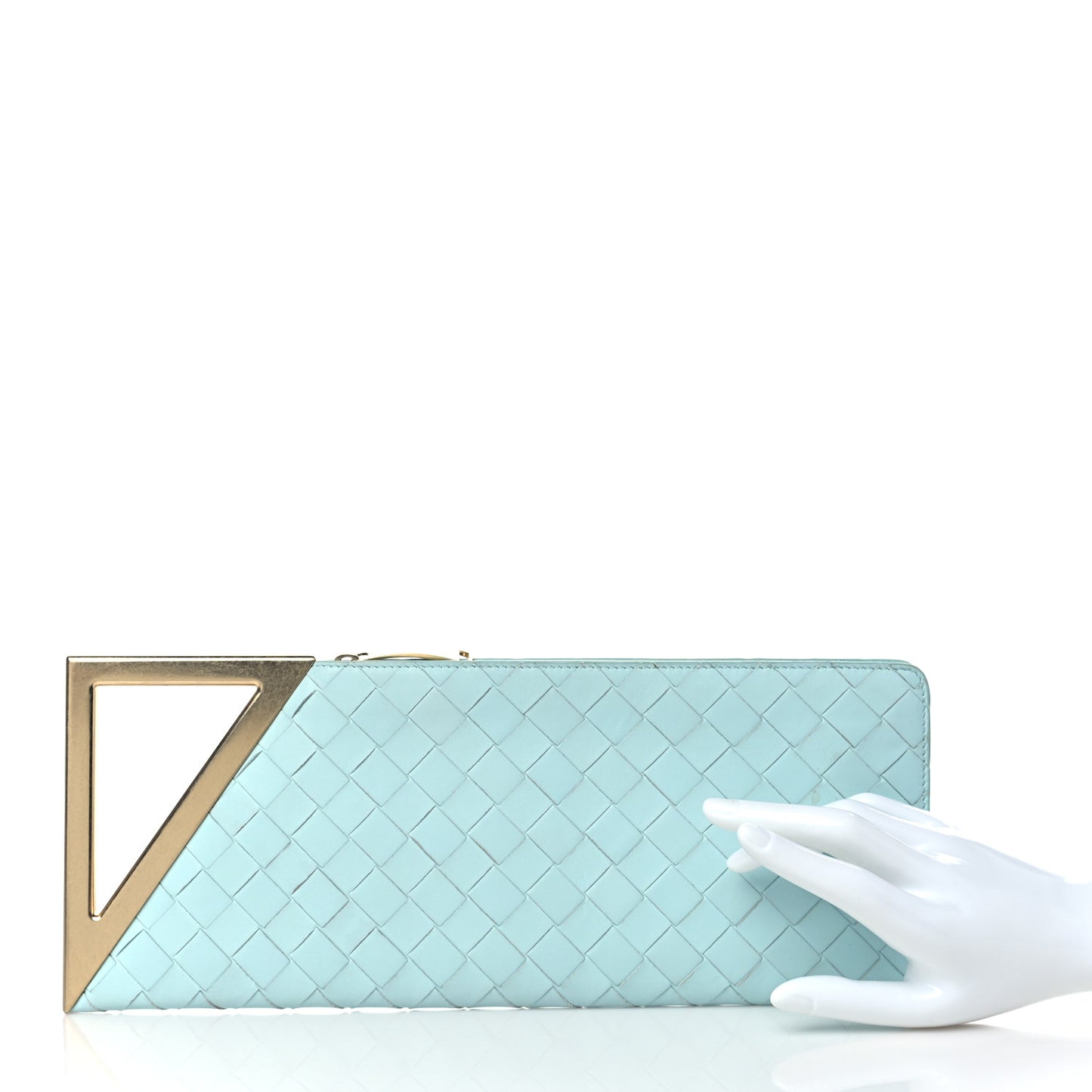 Nappa Intrecciato Small BV Rim Clutch Light Blue