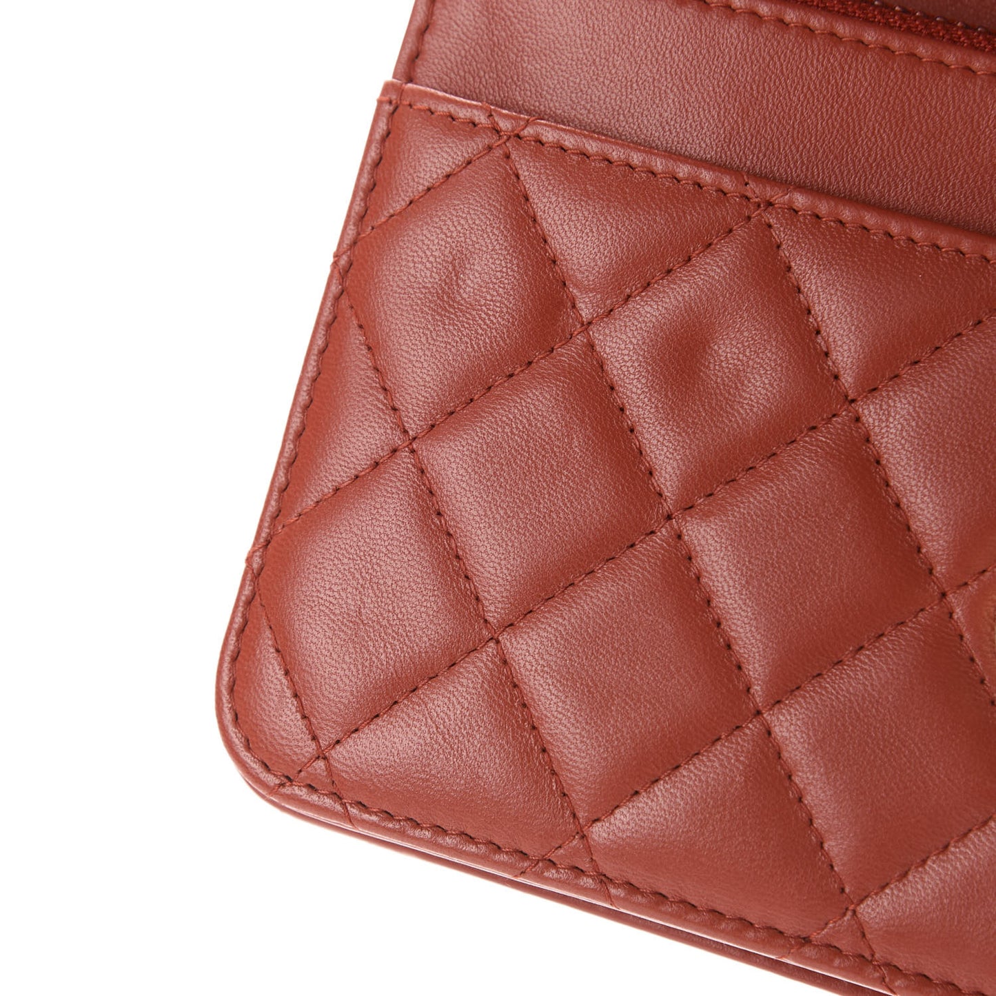 Lambskin Quilted Trendy CC Wallet On Chain WOC Red
